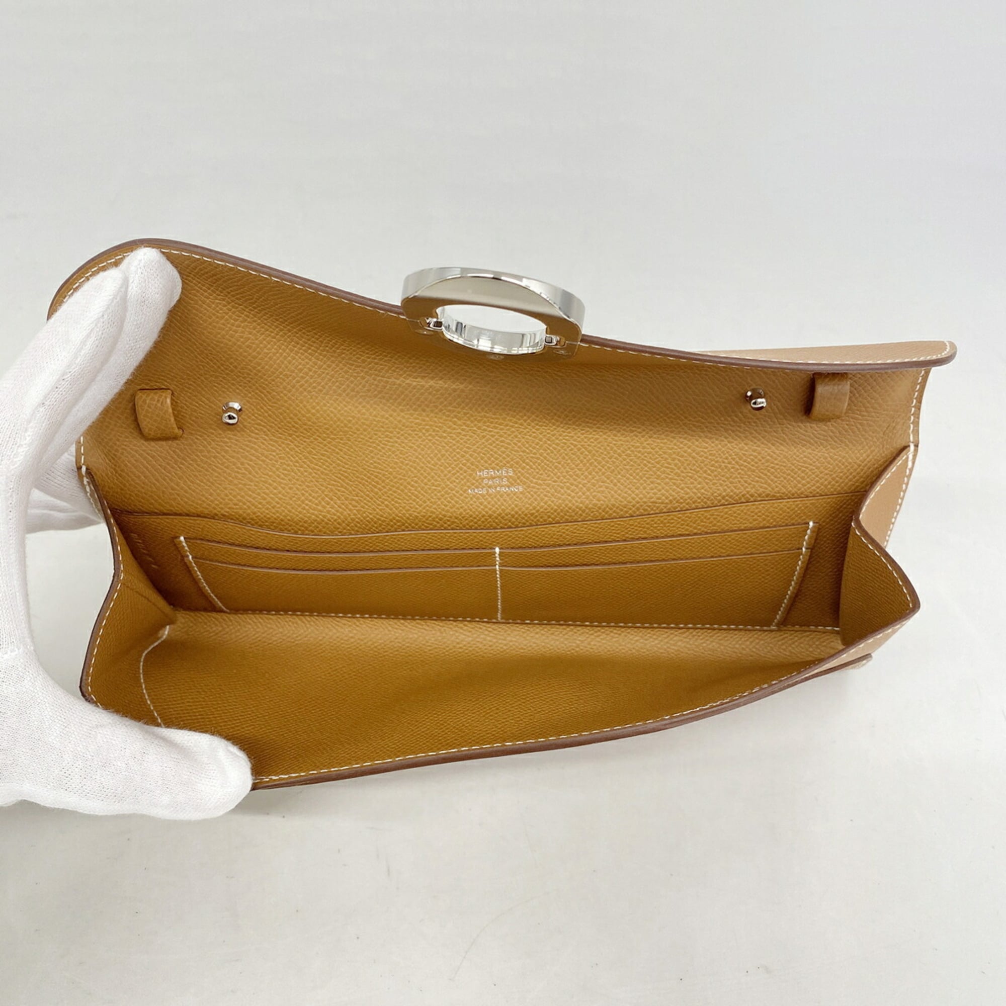 Hermes Gold Leather Chain/Shoulder Wallet (Pre-Owned)