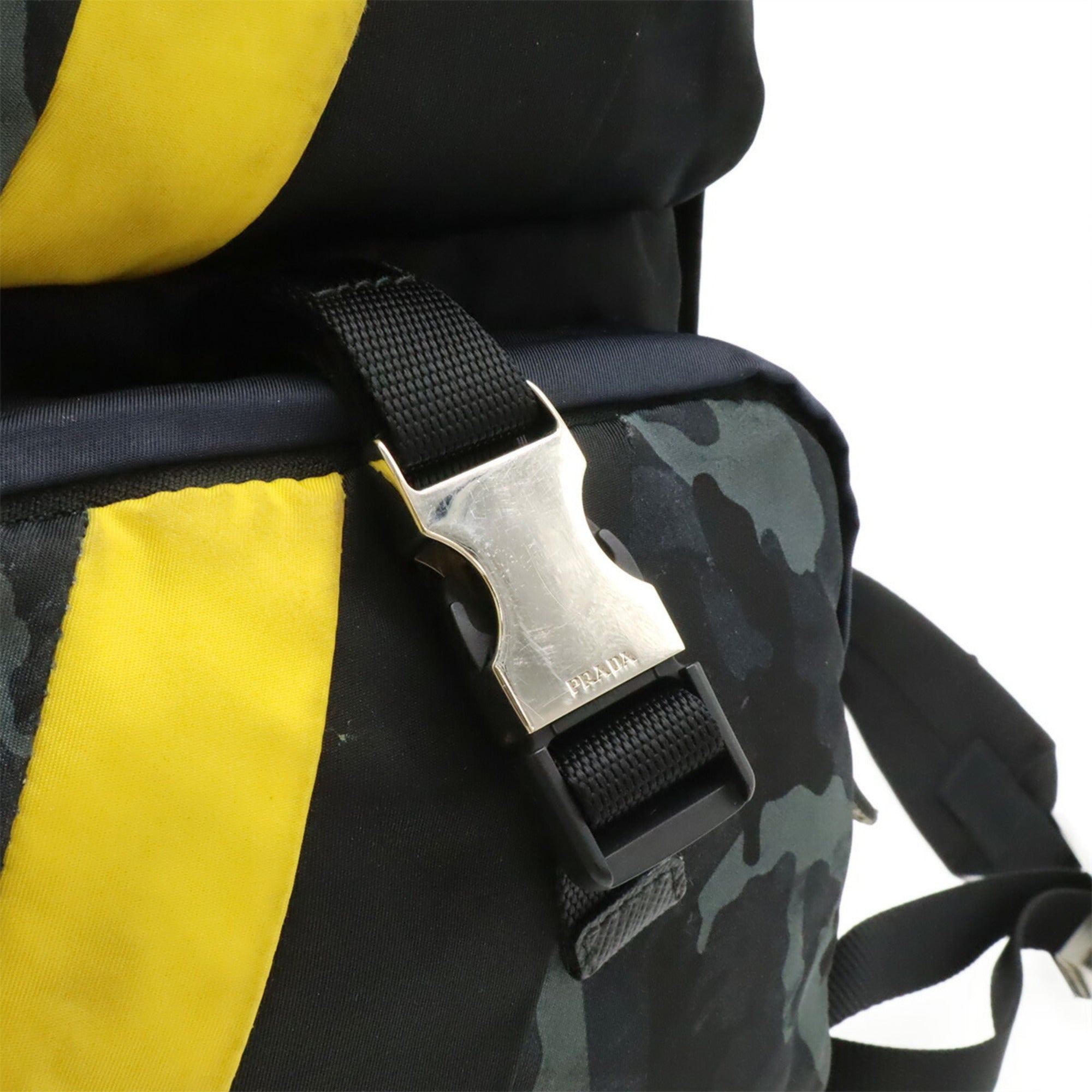 Prada Black Multi-Color Nero Yellow Nylon Leather Shoulder Bag Sling Bag (Pre-Owned)