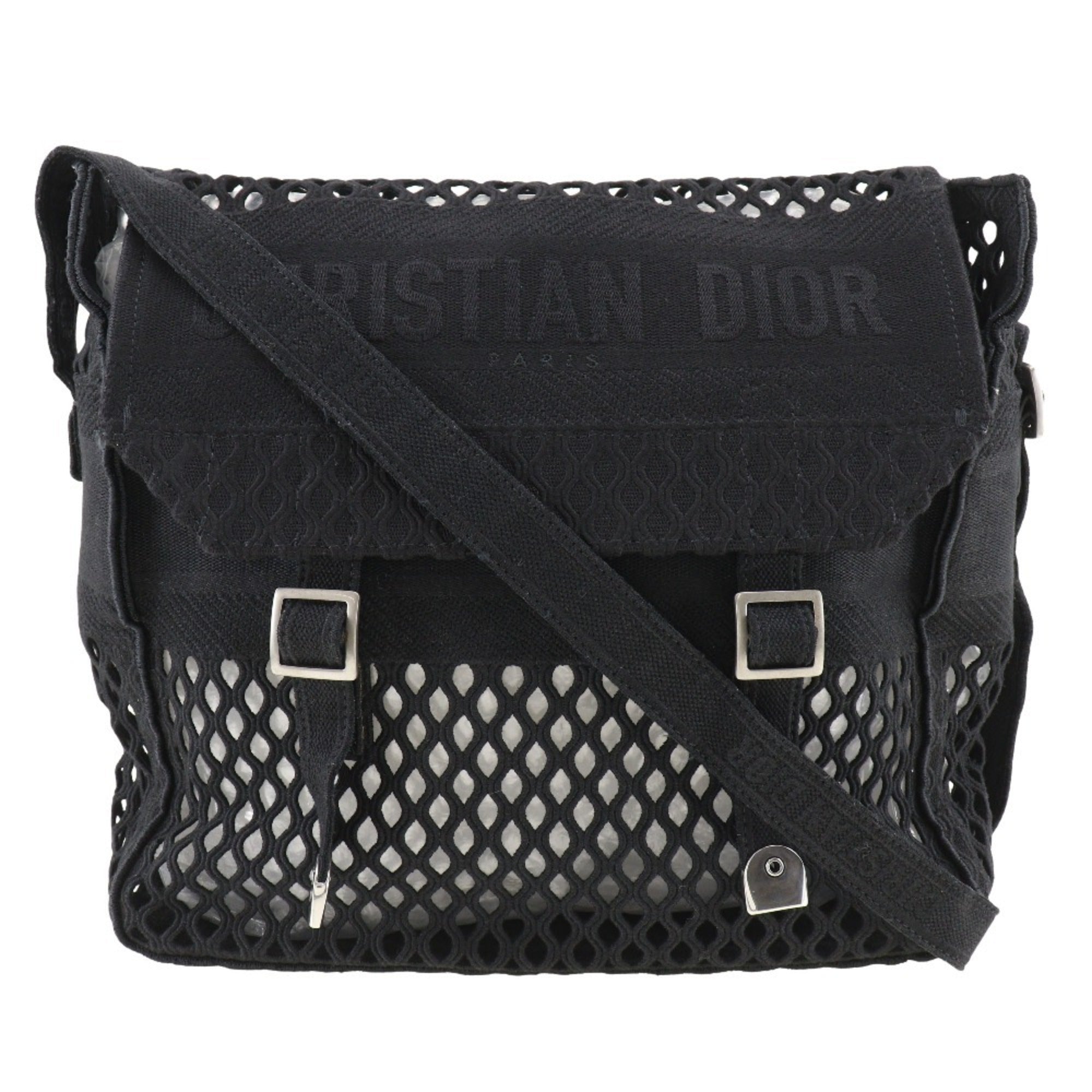 Christian Dior Black Mesh Messenger Bag Shoulder Bag (Pre-Owned)