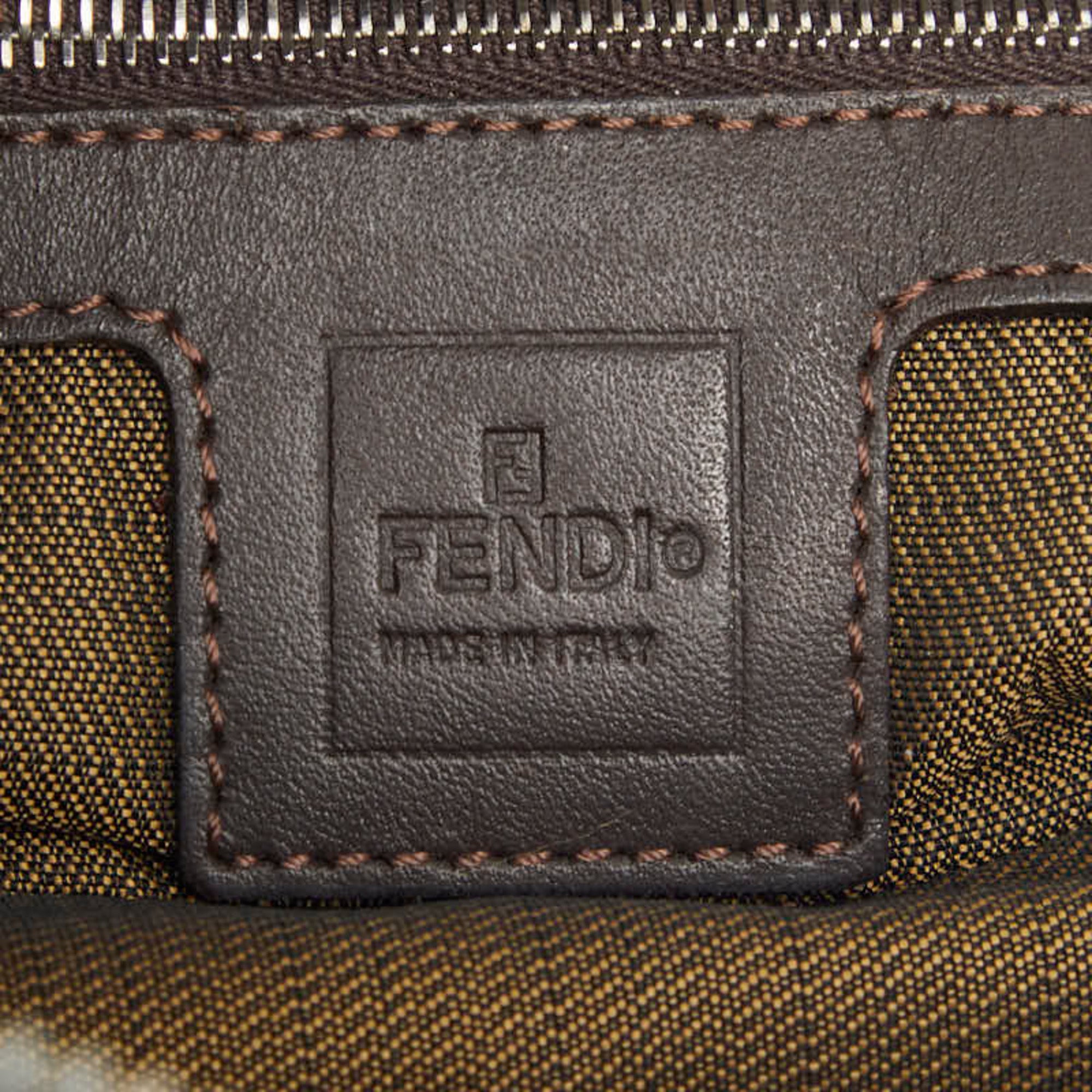 Fendi Brown Canvas Leather Shoulder Bag (Pre-Owned)