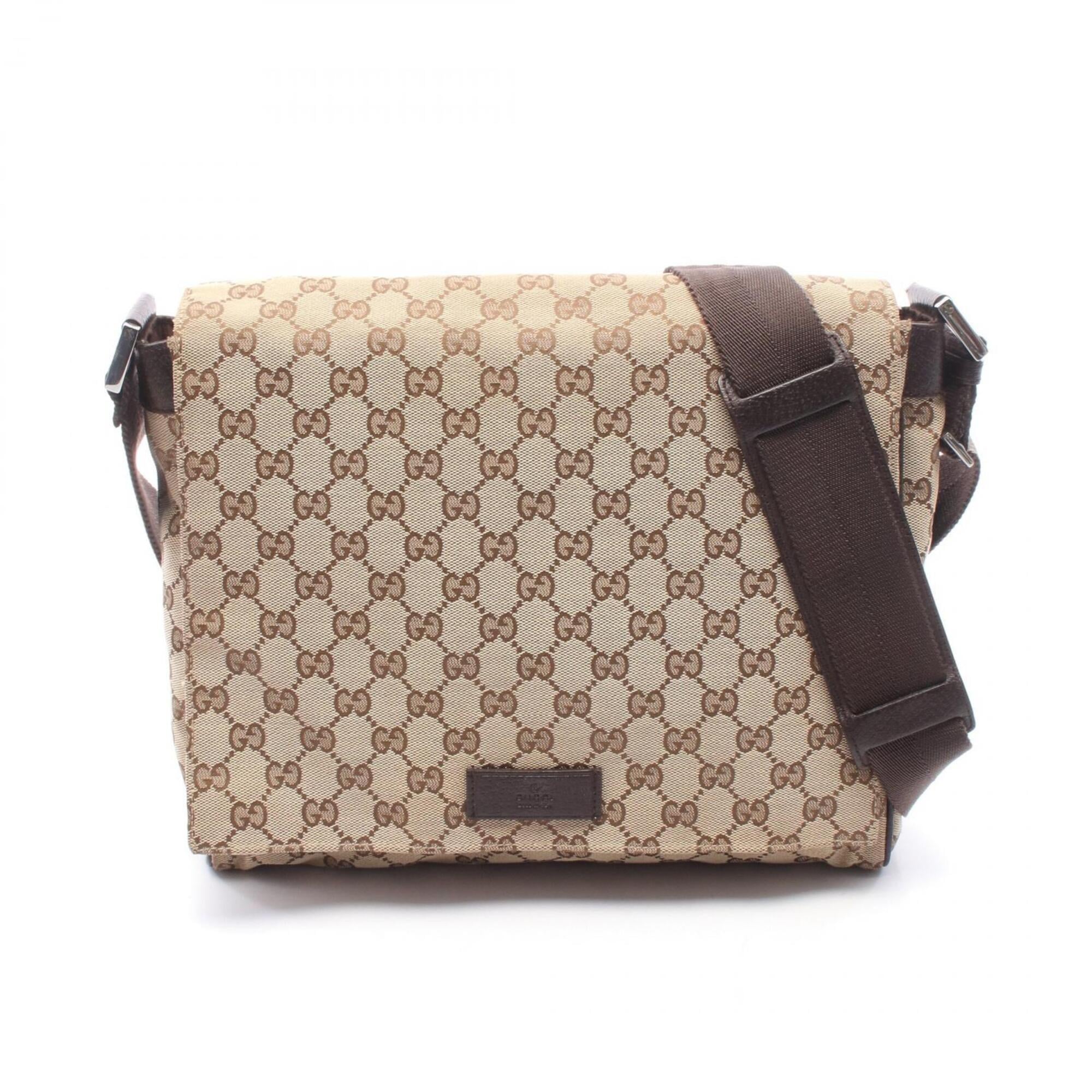 Gucci Beige Brown Canvas Leather Handbag Shoulder Bag (Pre-Owned)