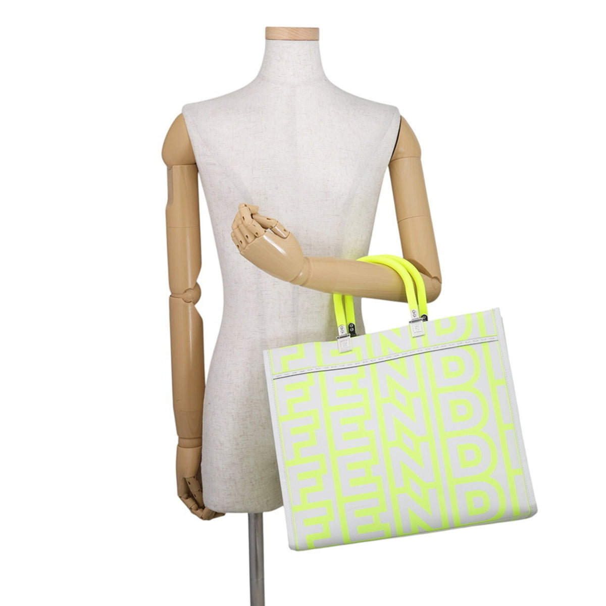 Fendi White Yellow Leather Tote Bag (Pre-Owned)