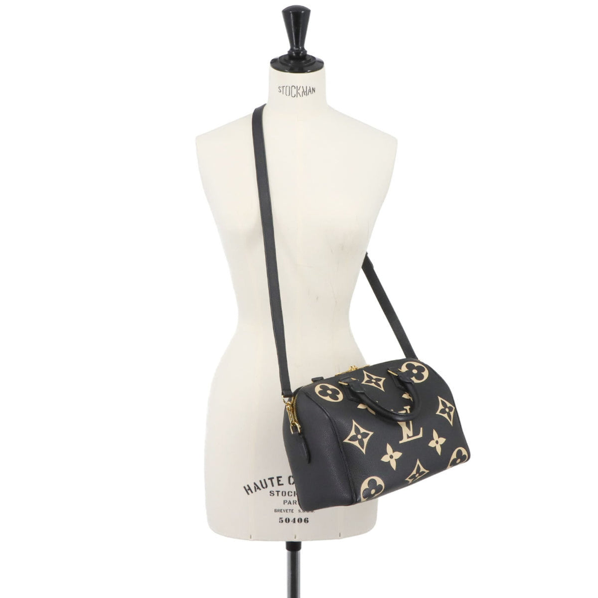Louis Vuitton Beige Bicolor Black Monogram Monogram Empreinte Handbag (Pre-Owned)