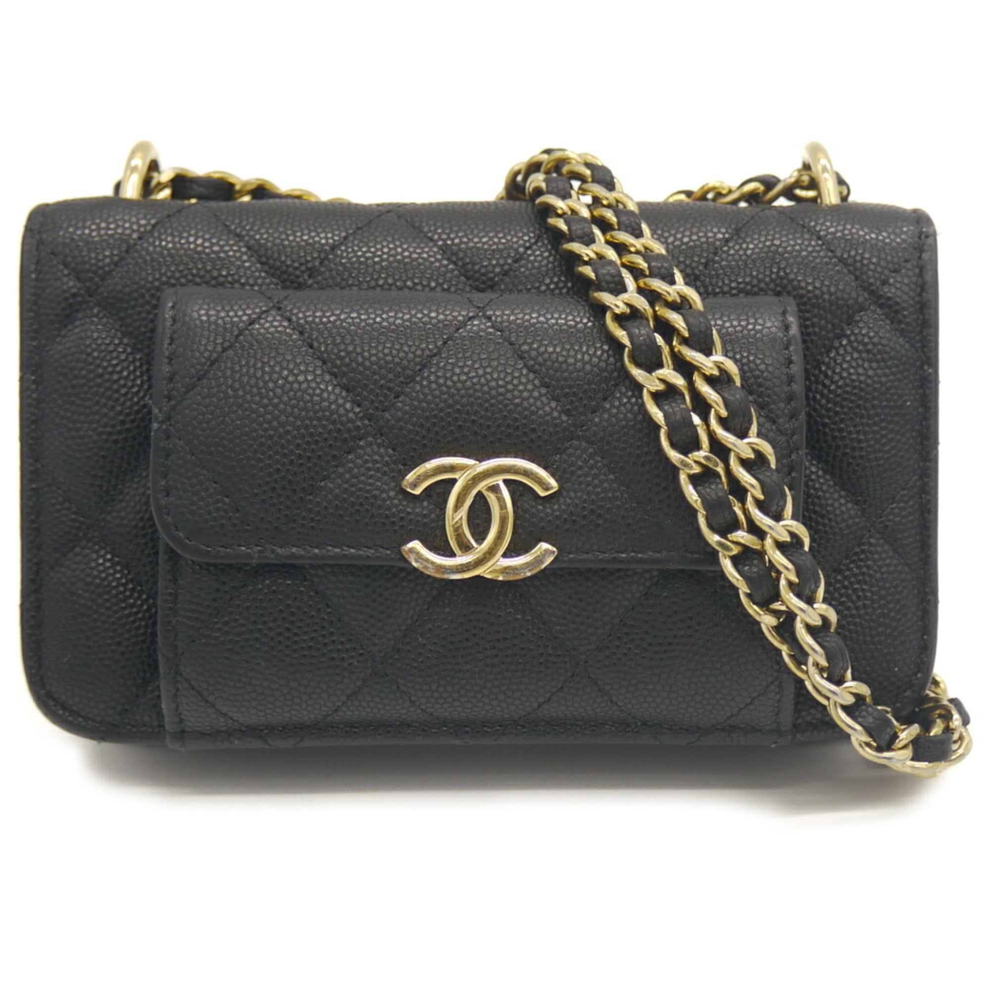 Chanel Black Grained Calfskin Shoulder Bag (Pre-Owned)