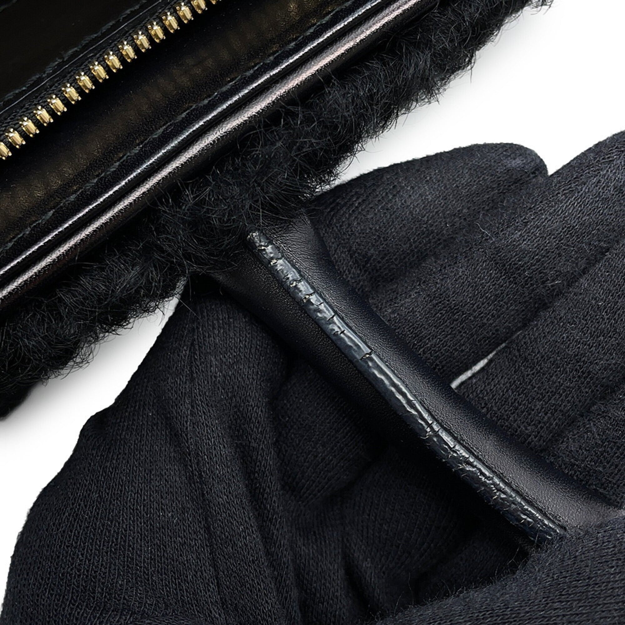 Balenciaga Black Fur Handbag Shoulder Bag (Pre-Owned)