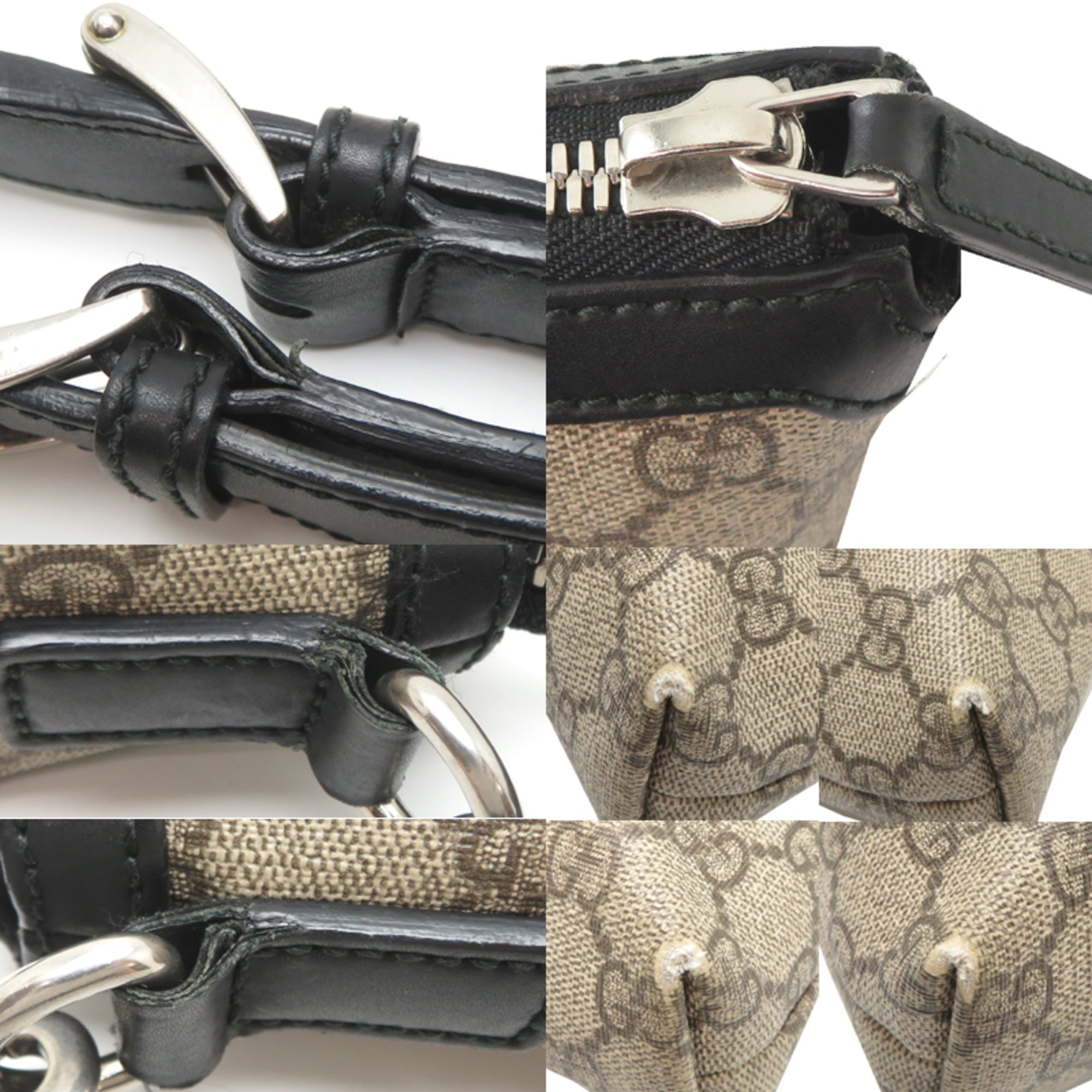 Gucci Beige Canvas Leather Messenger Bag Shoulder Bag (Pre-Owned)