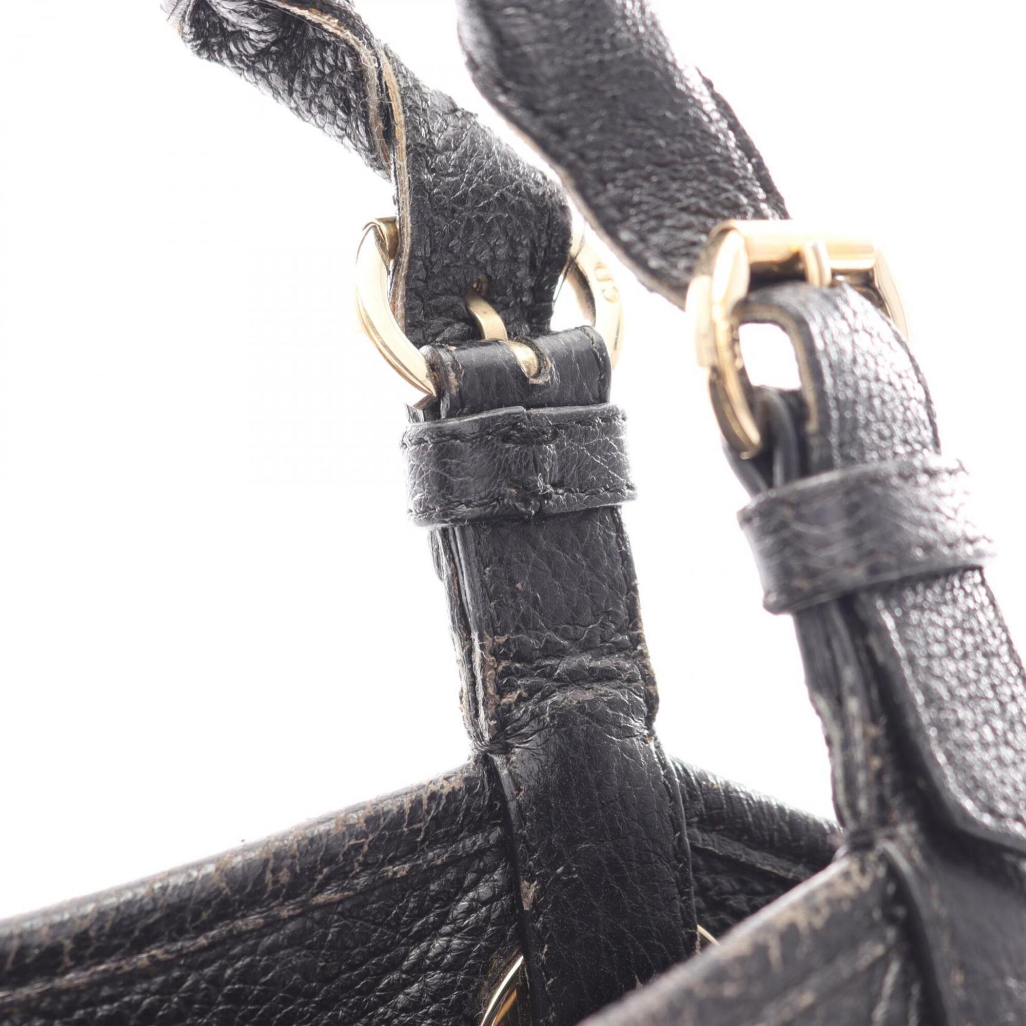 Christian Dior Black Leather Tote Bag (Pre-Owned)