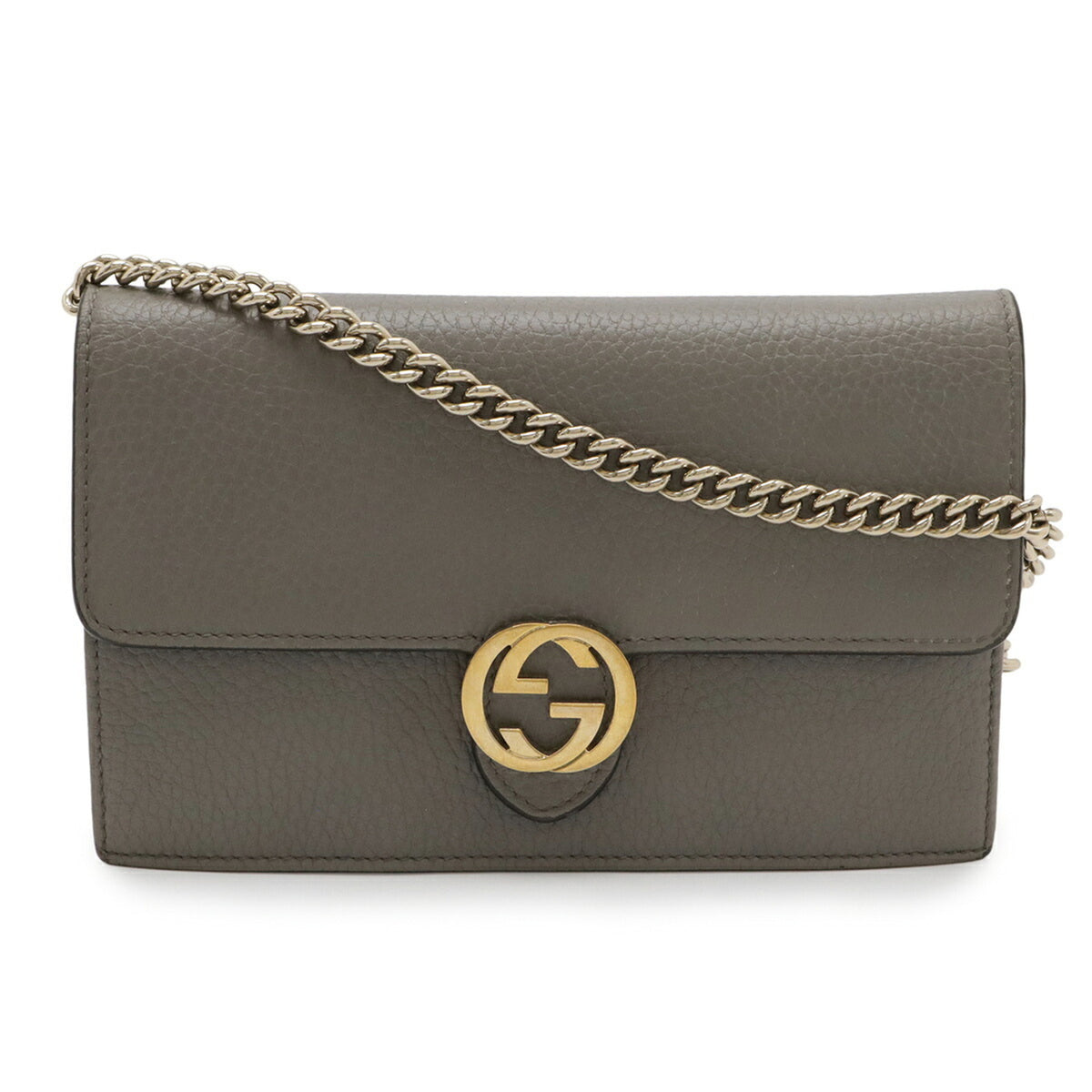Gucci Gray Leather Chain/Shoulder Wallet (Pre-Owned)