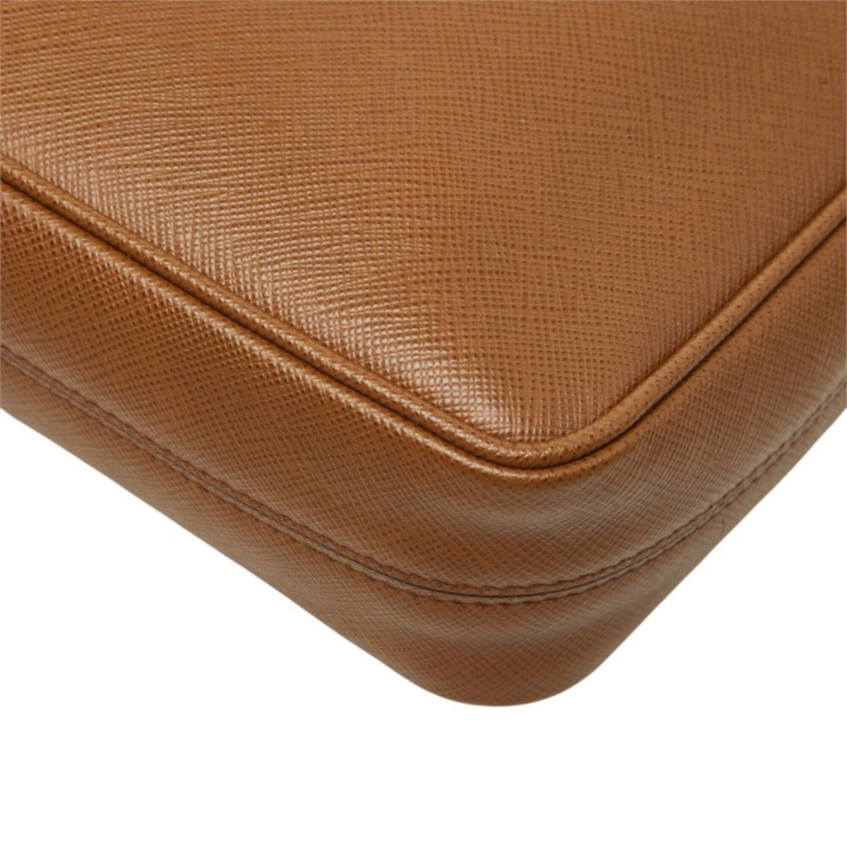 Prada Saffiano Brown Leather Shoulder Bag (Pre-Owned)