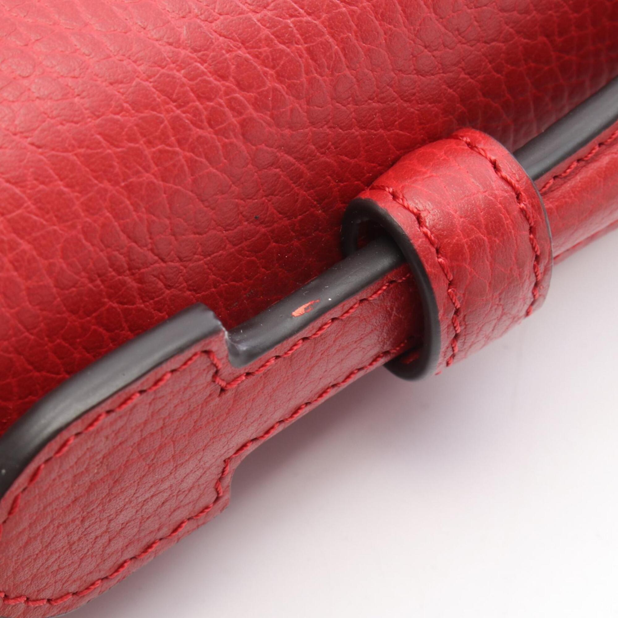 Gucci Red Color Leather Handbag (Pre-Owned)