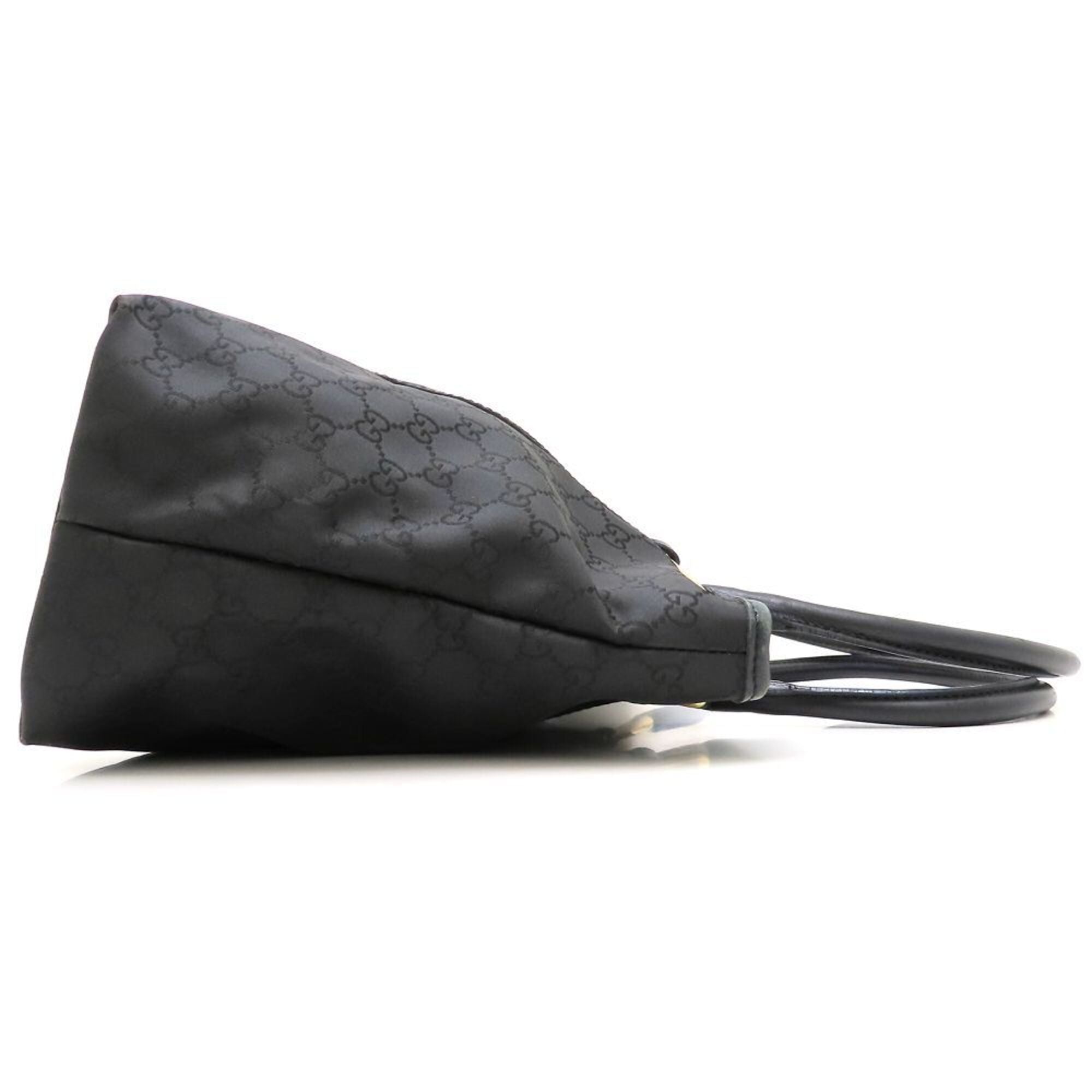 Gucci Black Gg Canvas Leather Tote Bag (Pre-Owned)