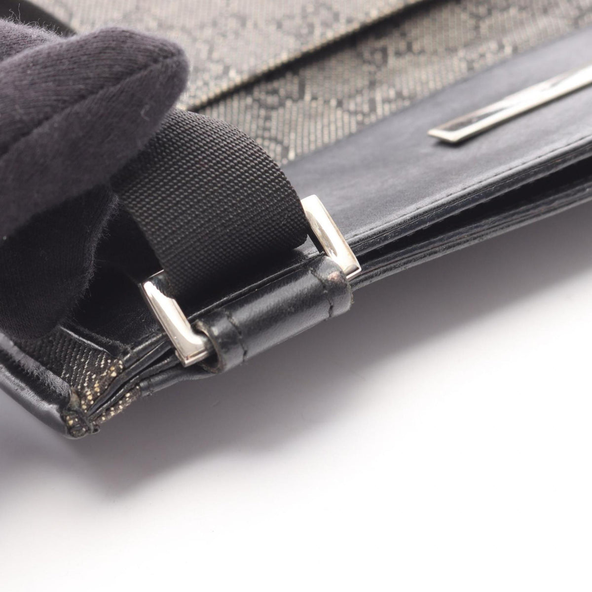 Gucci Black Denim Leather Handbag Shoulder Bag (Pre-Owned)