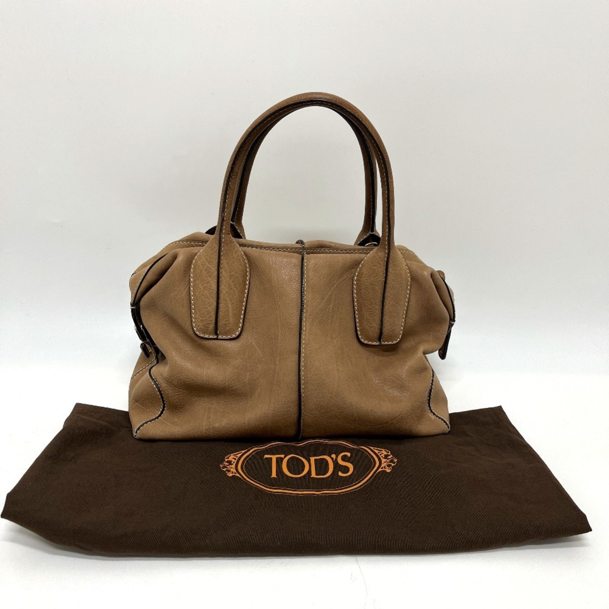 Tod's Brown Leather Boston Bag Handbag Shoulder Bag (Pre-Owned)