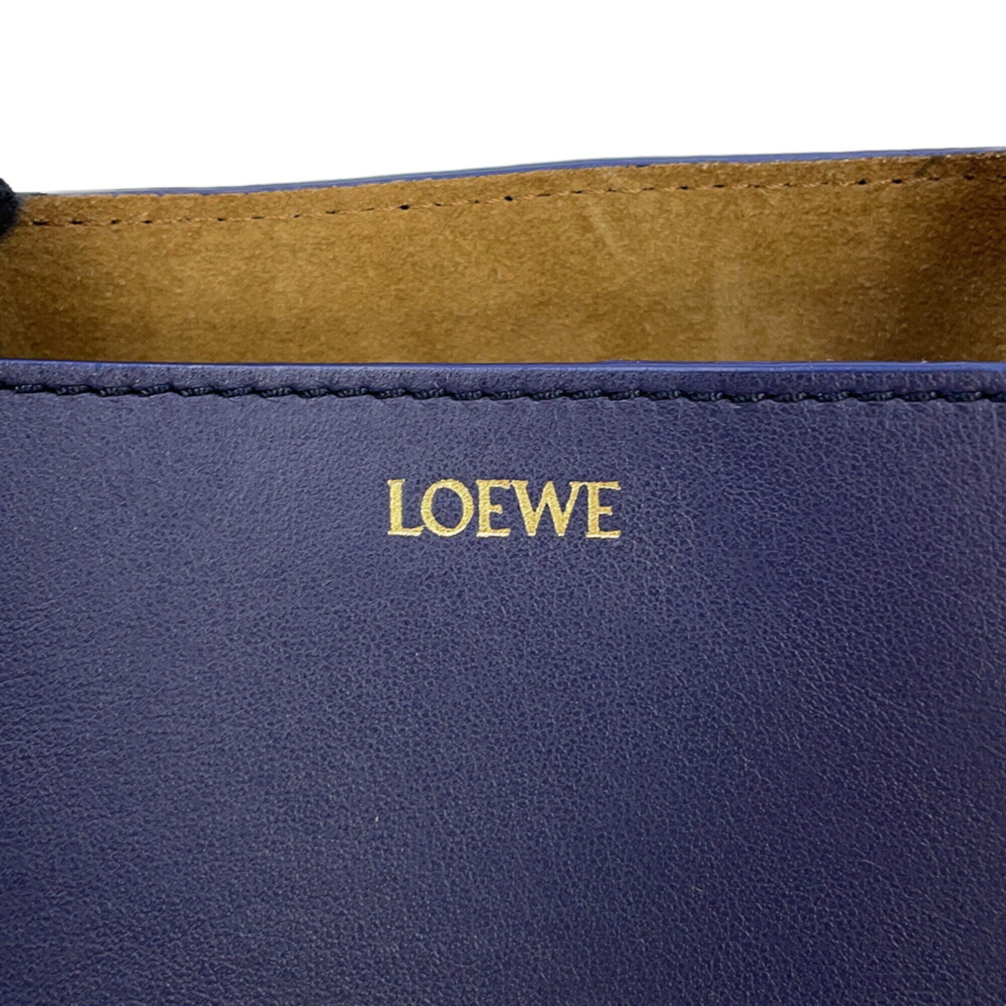 Loewe Navy Leather Handbag Tote Bag (Pre-Owned)