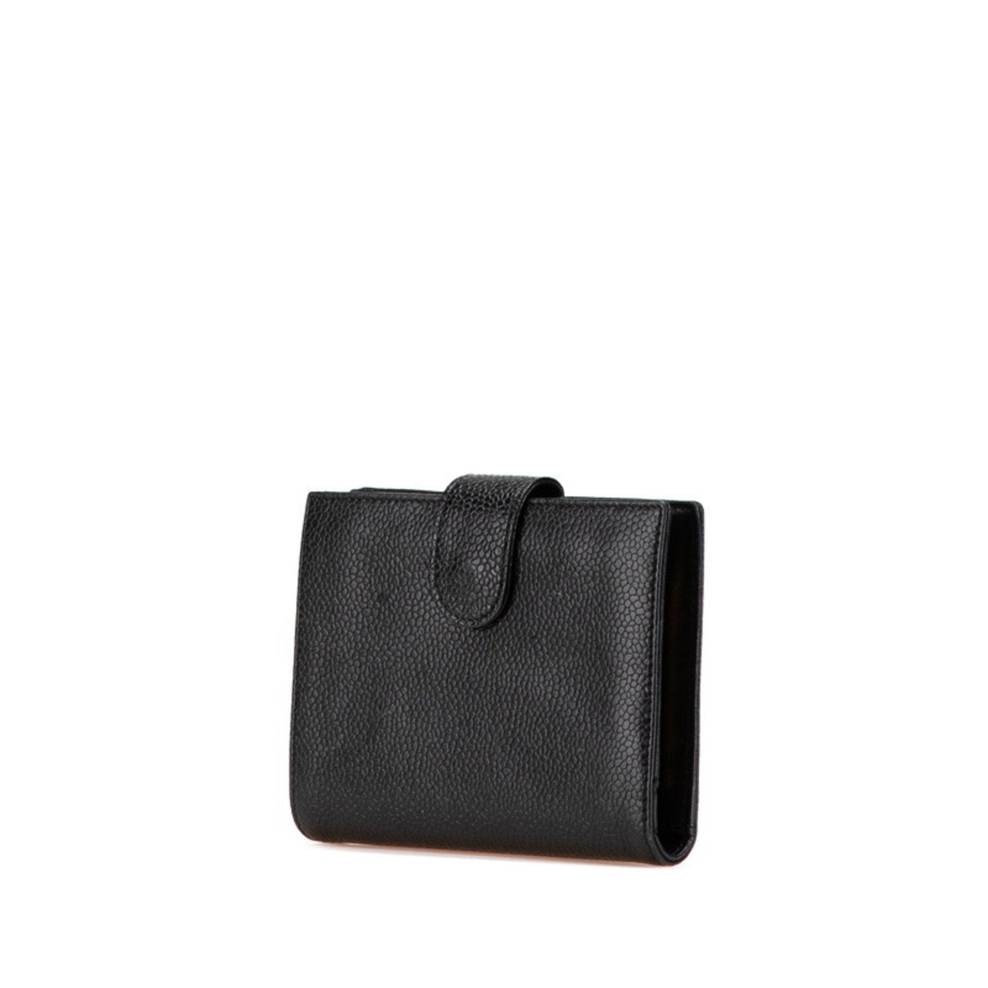 Chanel Black Grained Calfskin Wallet (Bi-Fold) (Pre-Owned)