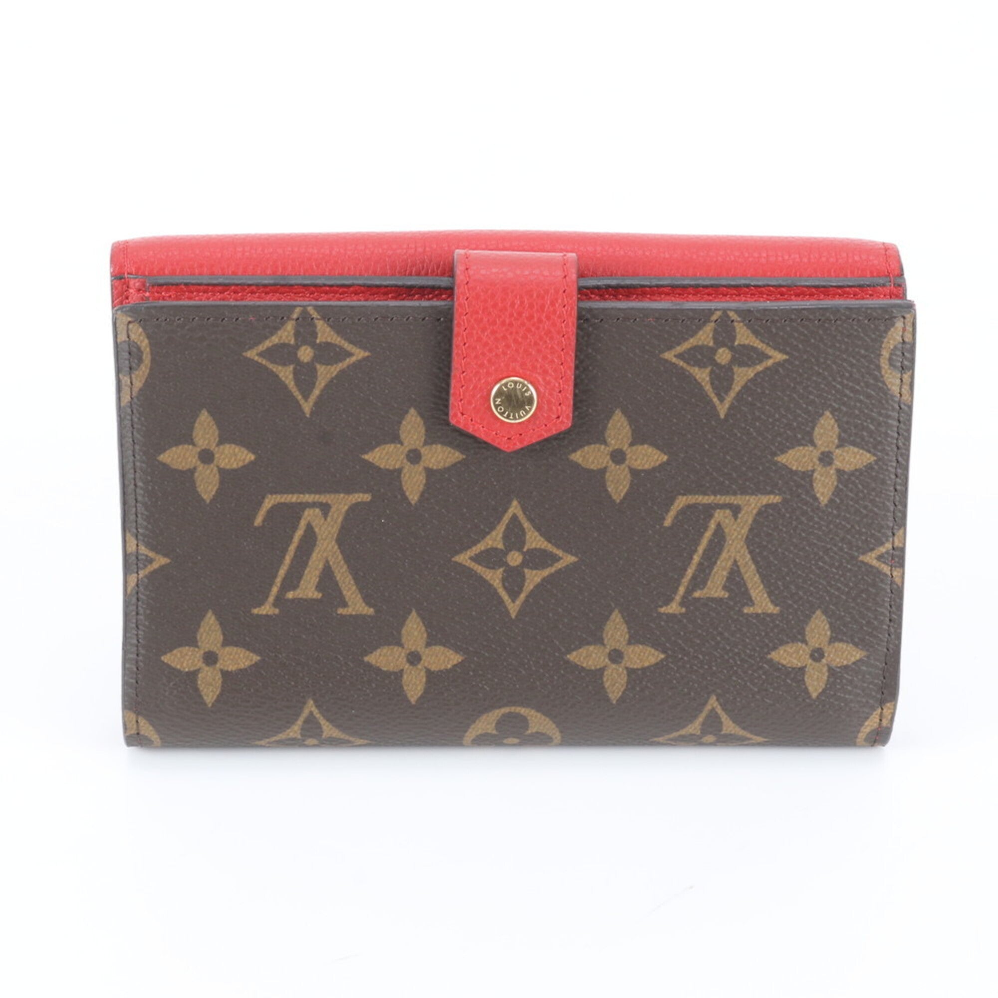 Louis Vuitton Cerise Leather Coated Canvas Wallet (Bi-Fold) (Pre-Owned)