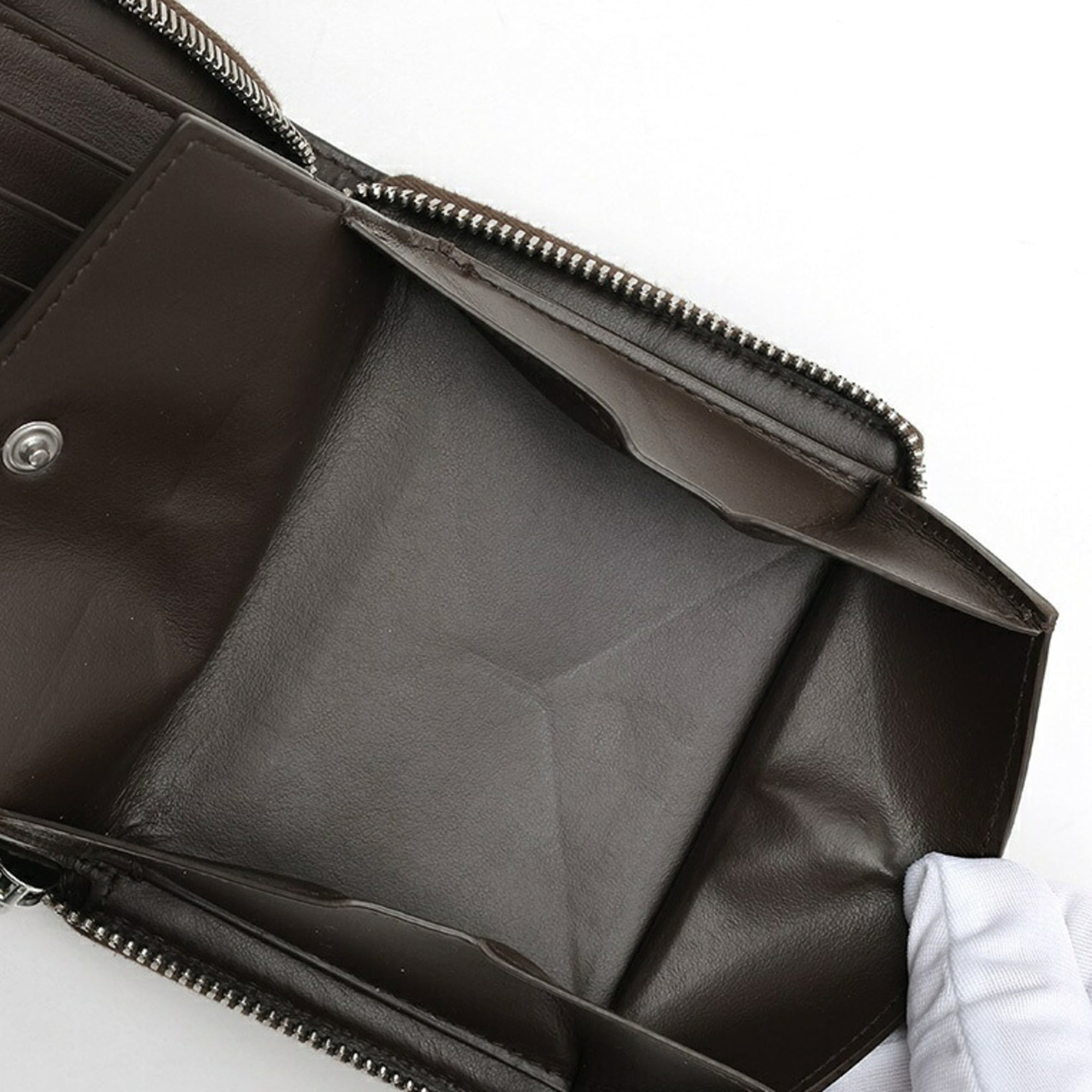 Bottega Veneta Dark Brown Intrecciato Leather Wallet (Bi-Fold) (Pre-Owned)