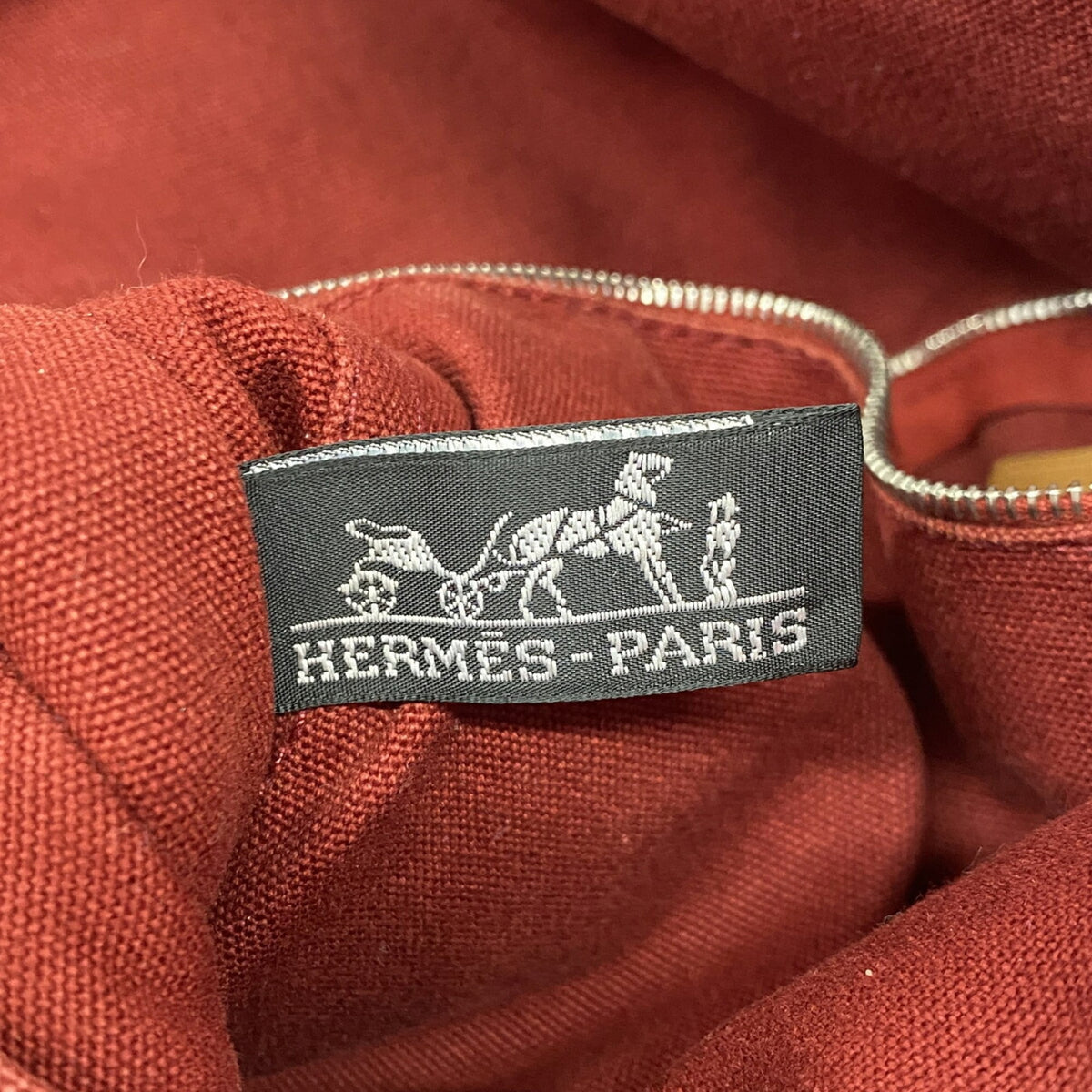Hermes Bordeaux Canvas Shoulder Bag (Pre-Owned)