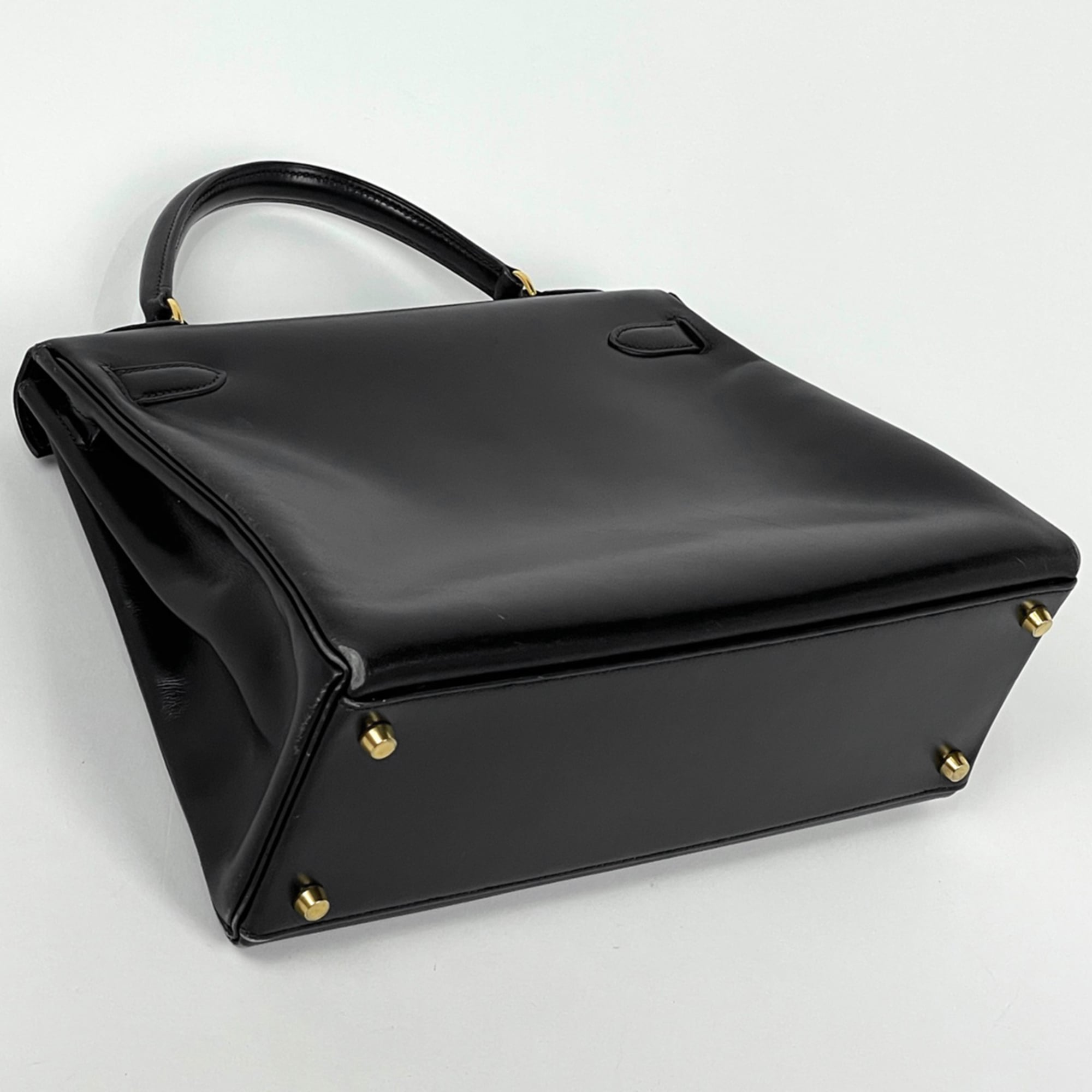 Hermes Black Box Calf Leather Handbag (Pre-Owned)