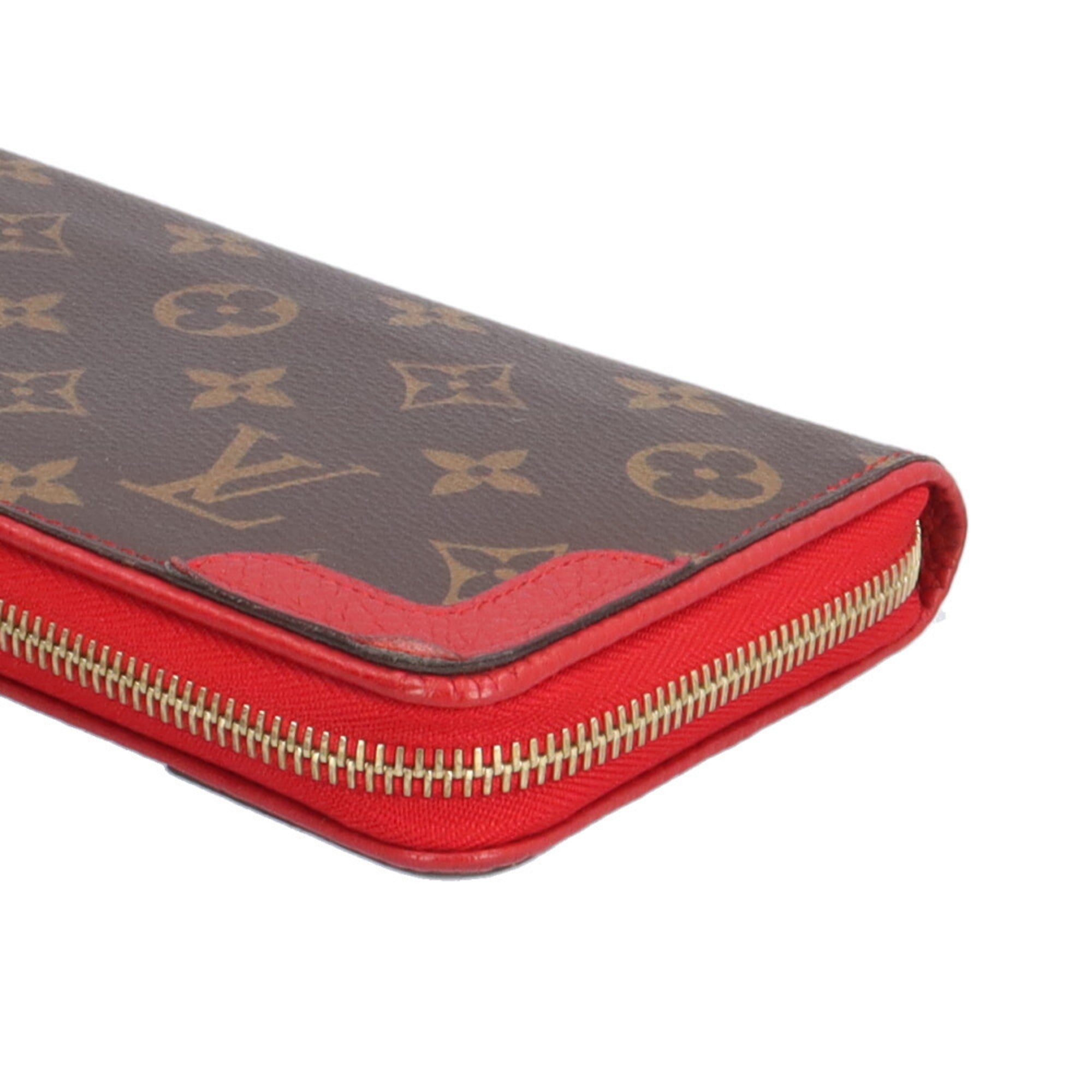 Louis Vuitton Brown Red Color Monogram Long Wallet (Bi-Fold) (Pre-Owned)