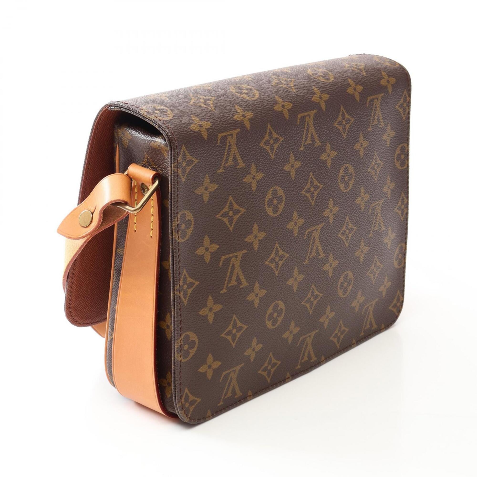 Louis Vuitton Brown Coated Canvas Leather Handbag Shoulder Bag (Pre-Owned)
