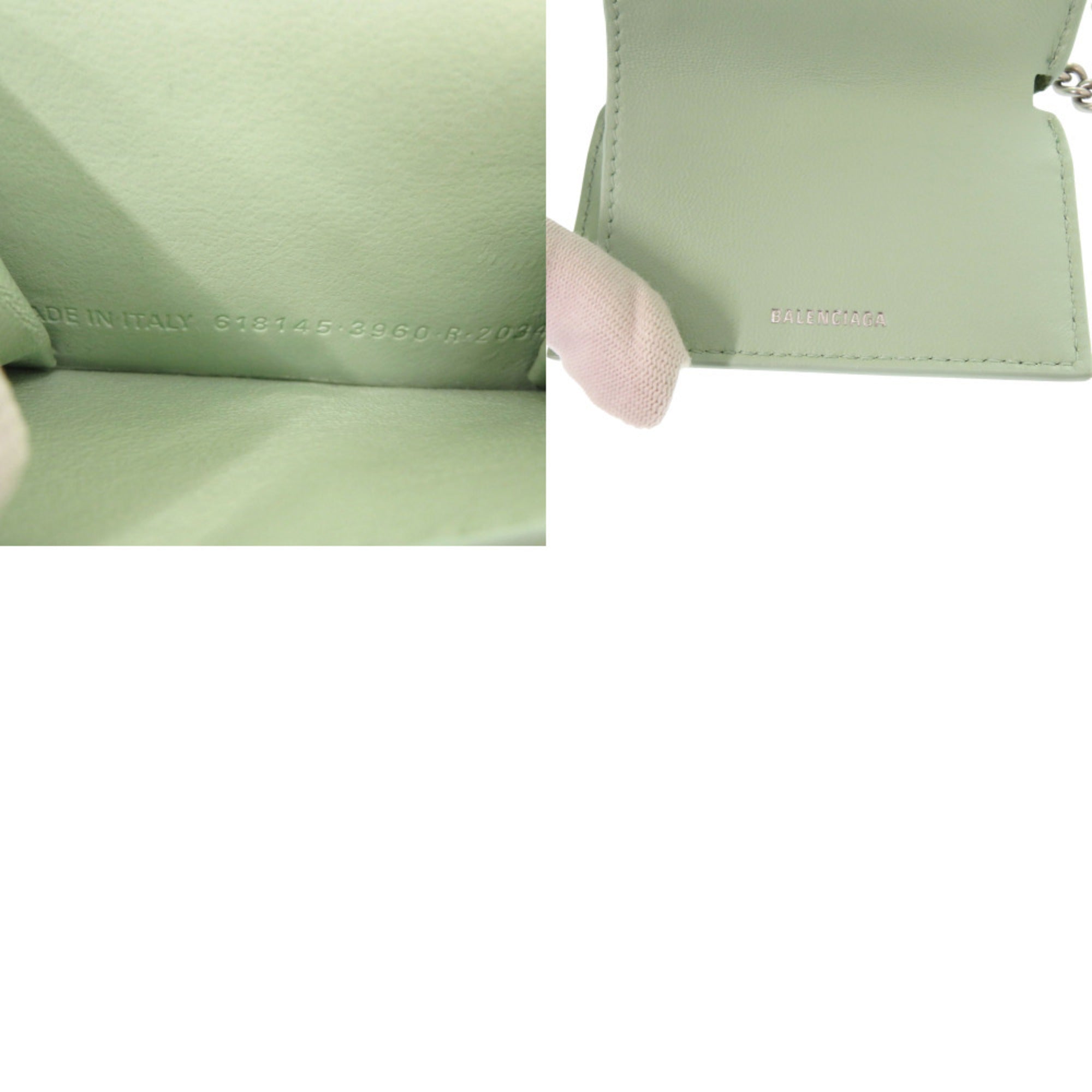 Balenciaga Green Leather Chain/Shoulder Wallet (Pre-Owned)