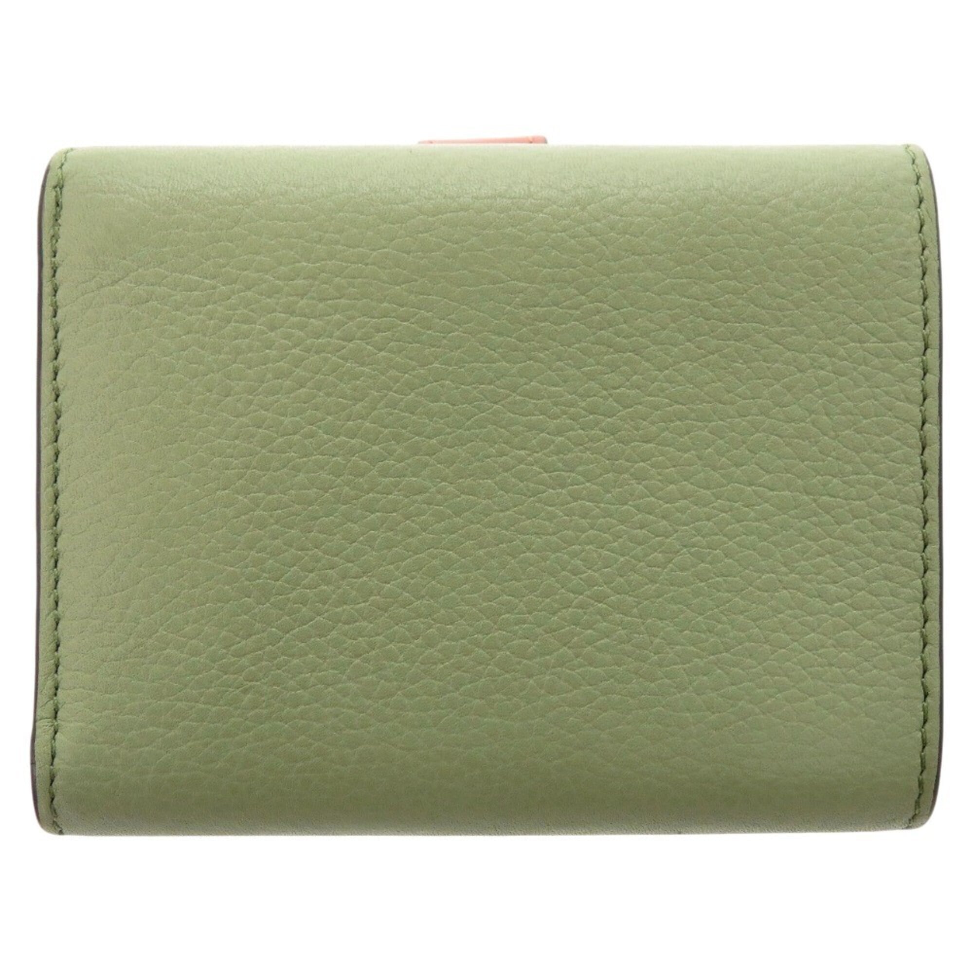 Loewe Brown Green Leather Wallet (Tri-Fold) (Pre-Owned)
