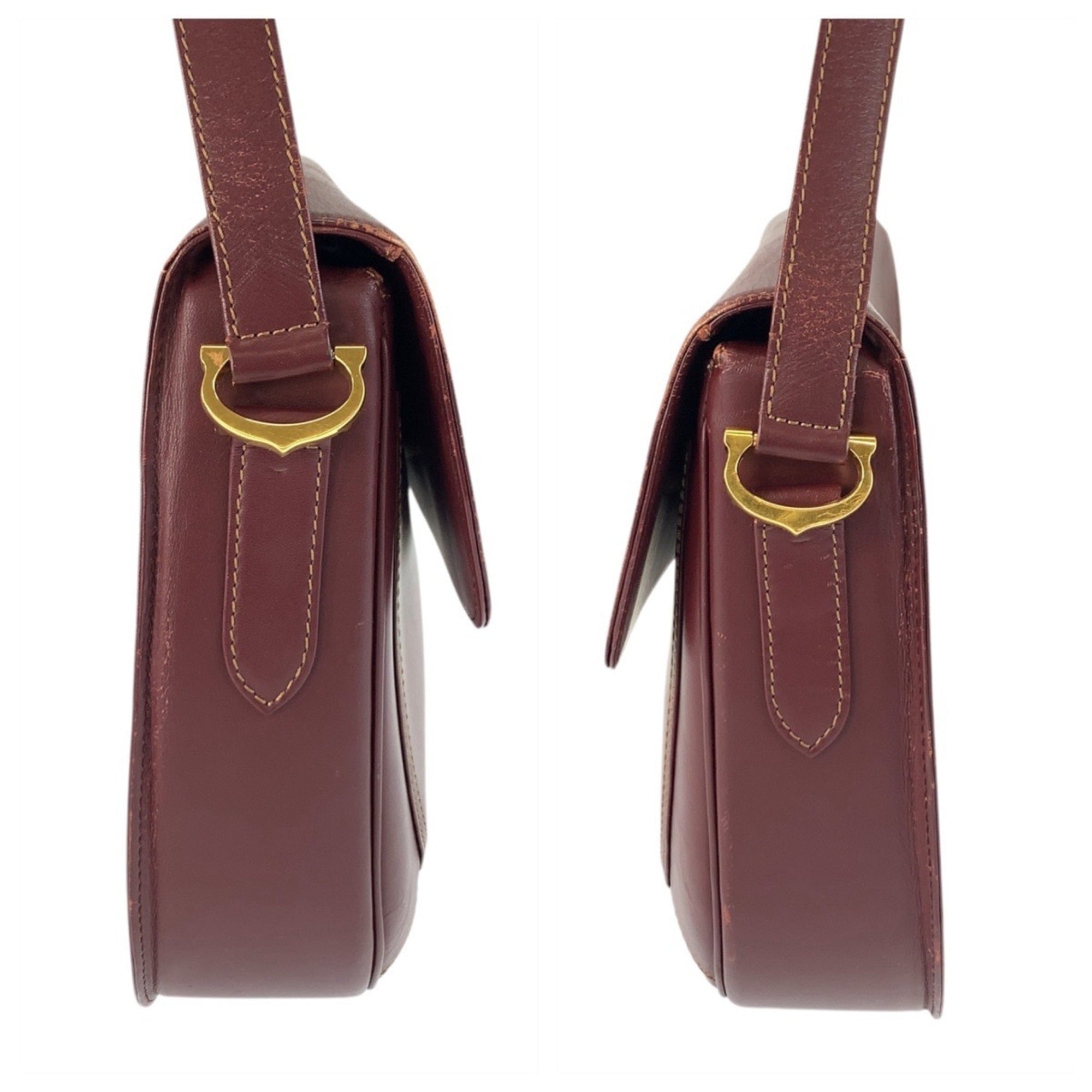 Cartier Bordeaux Leather Pochette Shoulder Bag (Pre-Owned)