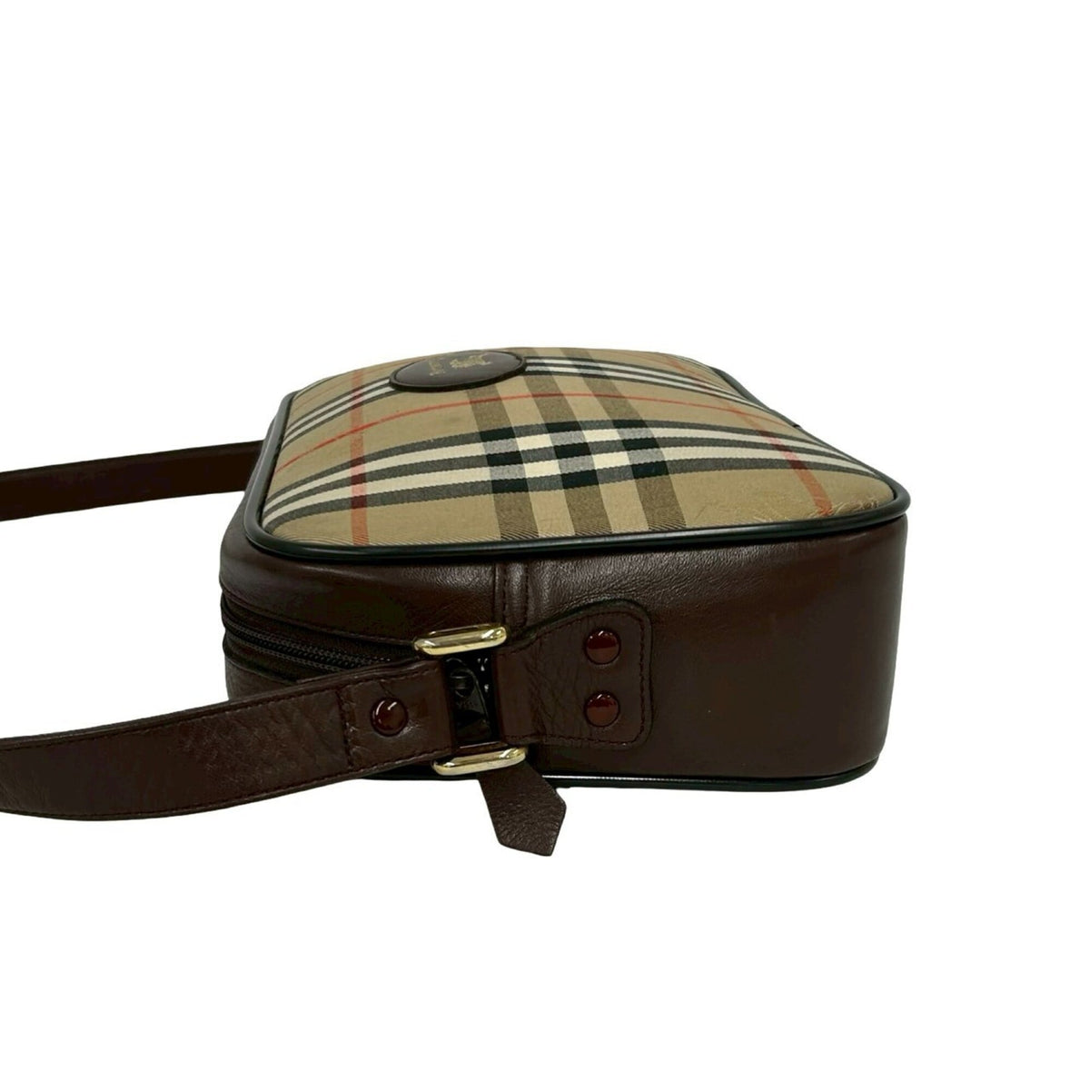 Burberry Beige Brown Canvas Leather Pochette Shoulder Bag (Pre-Owned)