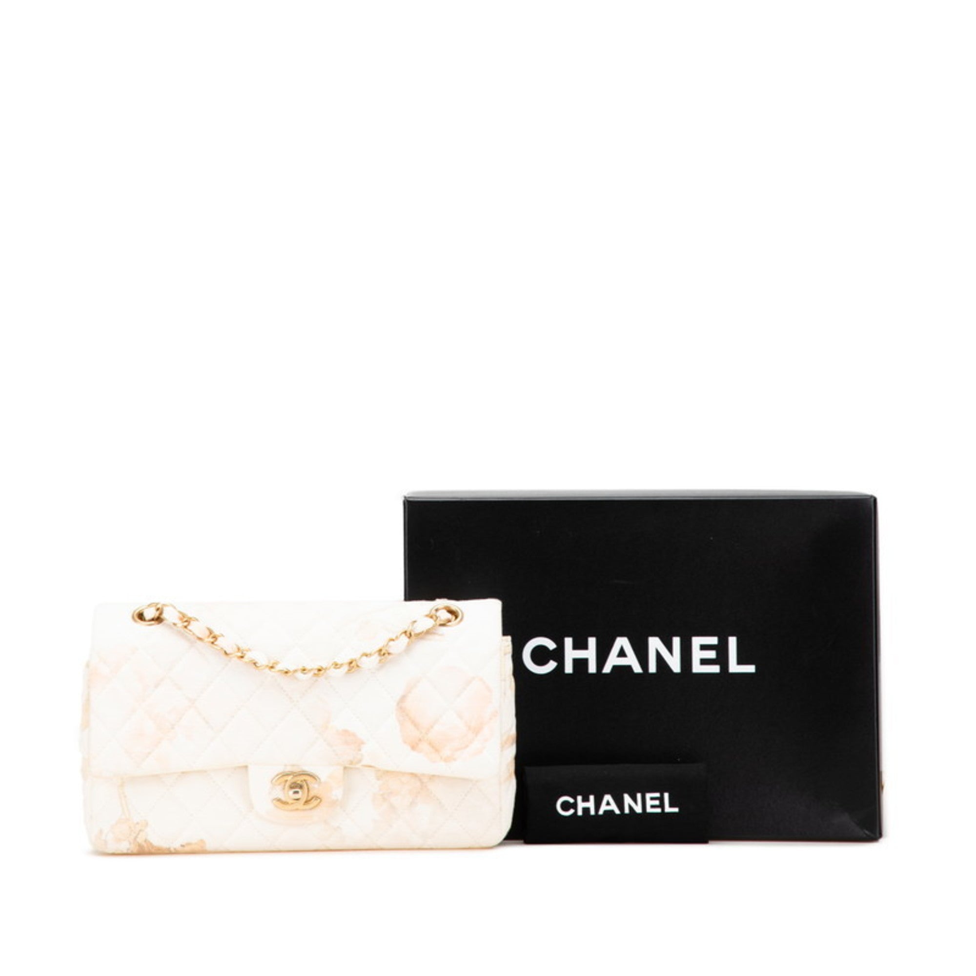 Chanel Matelasse Pink White Cotton Leather Shoulder Bag (Pre-Owned)