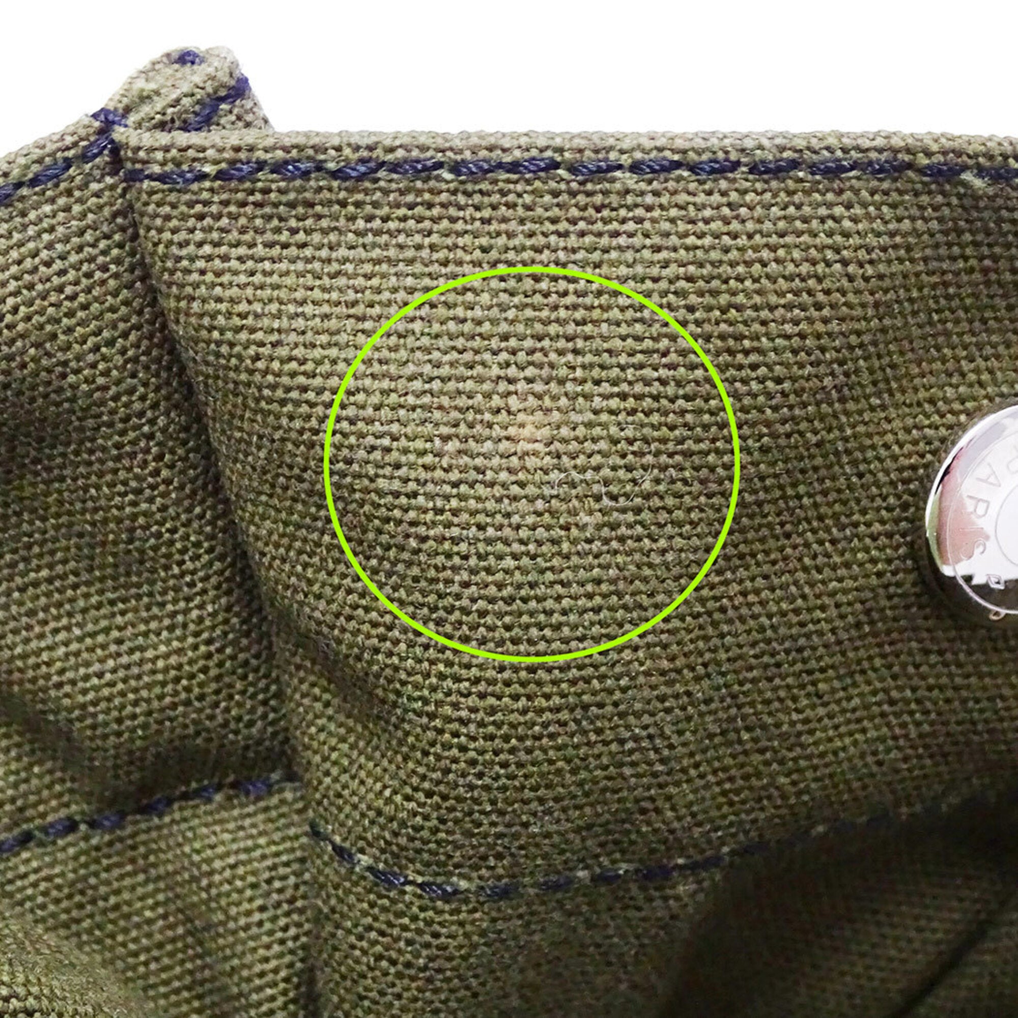 Hermes Green Khaki Navy Canvas Handbag Tote Bag (Pre-Owned)