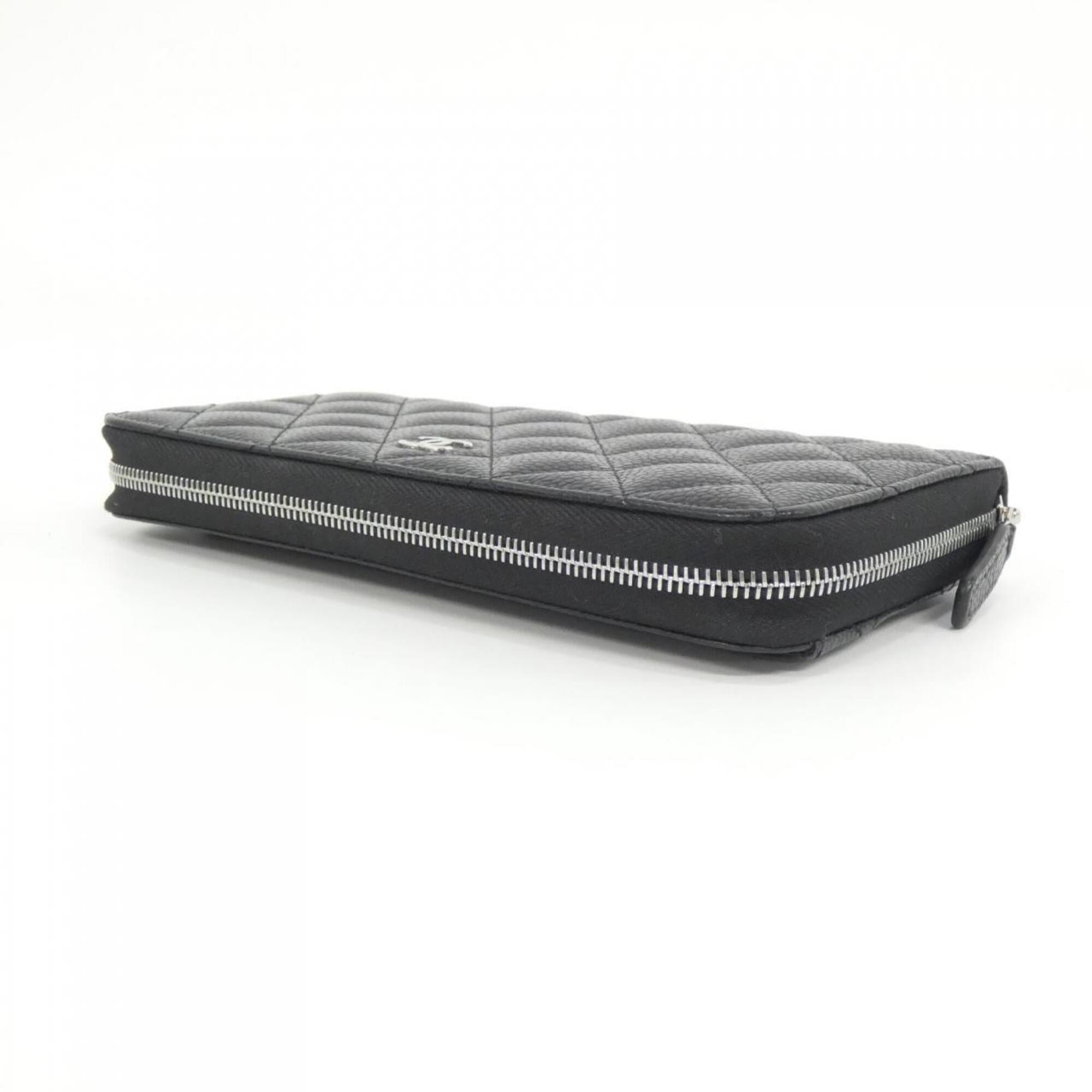 Chanel Black Bordeaux Grained Calfskin Long Wallet (Bi-Fold) (Pre-Owned)