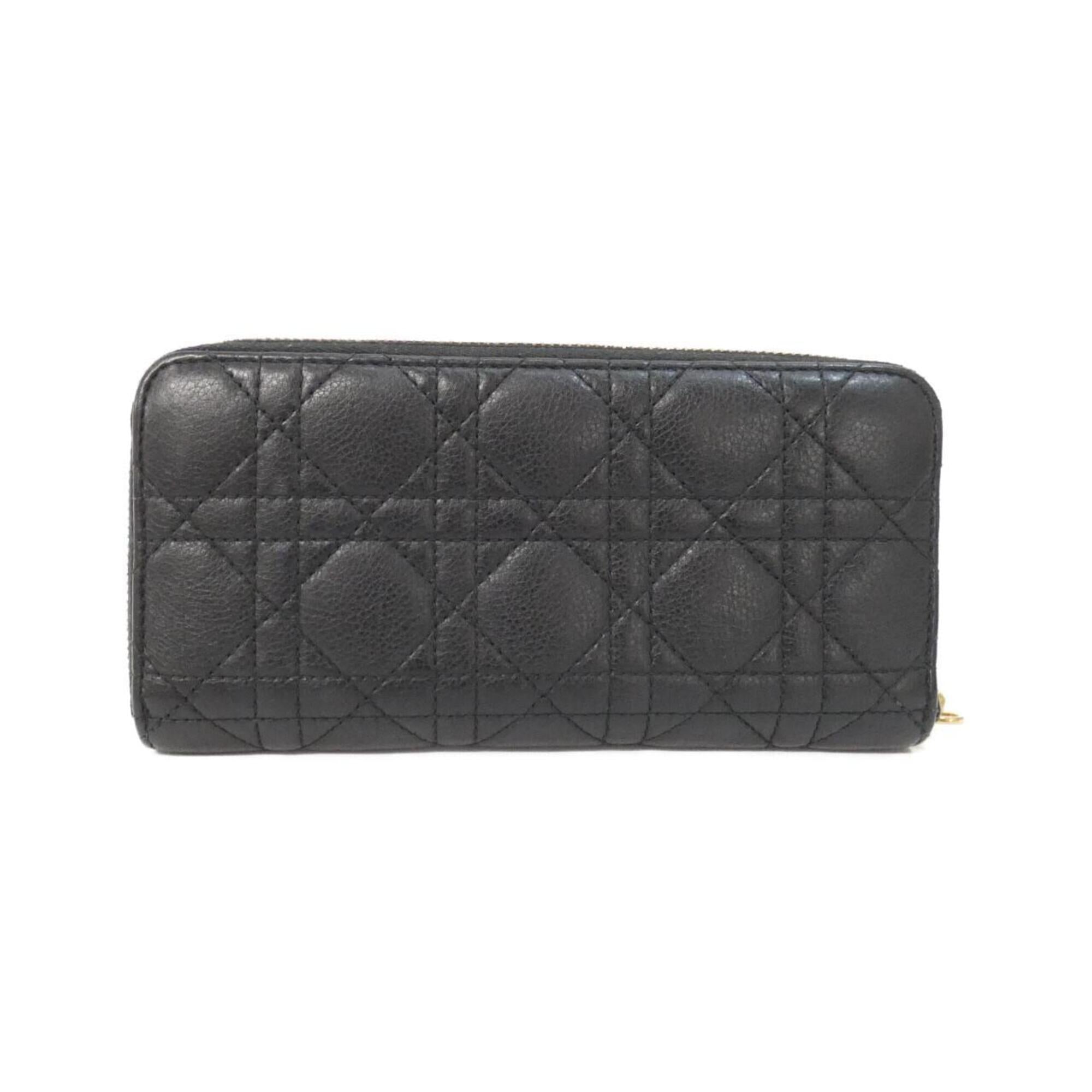 Christian Dior Black Leather Long Wallet (Bi-Fold) (Pre-Owned)