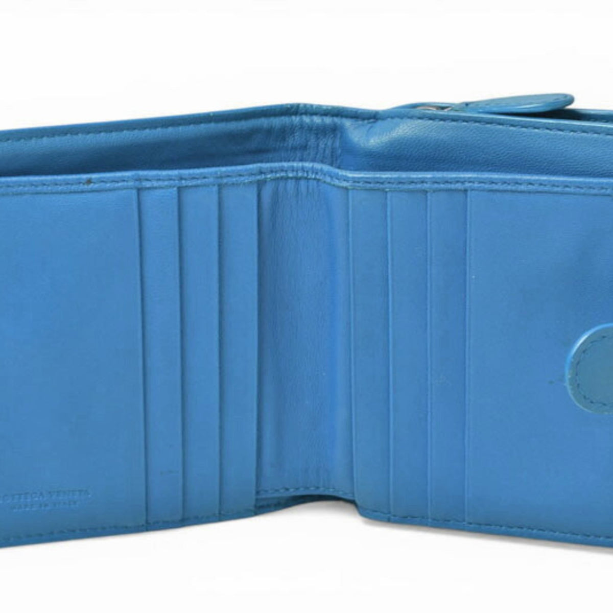 Bottega Veneta Intrecciato Blue Leather Wallet (Bi-Fold) (Pre-Owned)