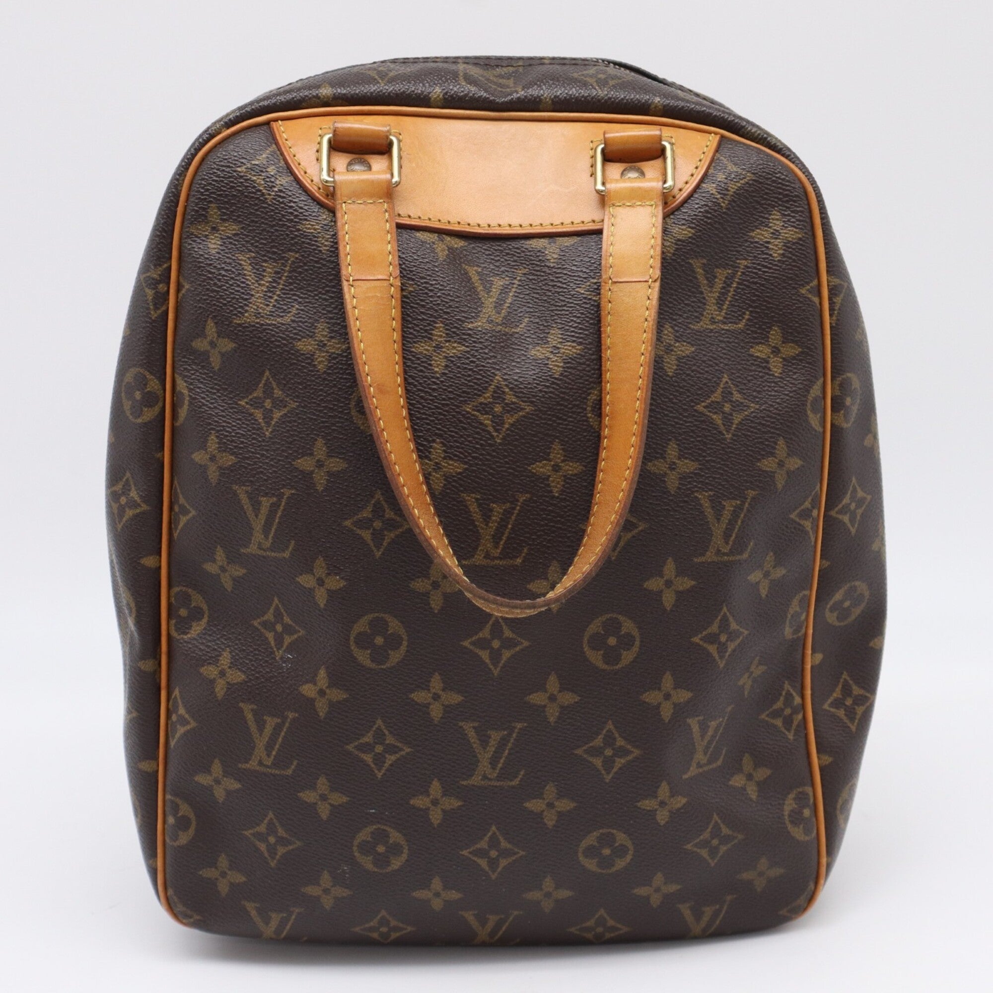 Louis Vuitton Beige Brown Monogram Coated Canvas Leather Handbag (Pre-Owned)