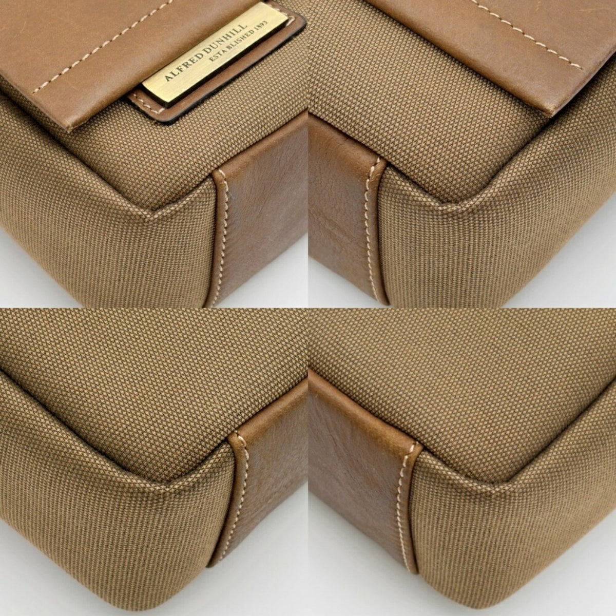 Dunhill Beige Brown Canvas Leather Crossbody Bag Shoulder Bag (Pre-Owned)