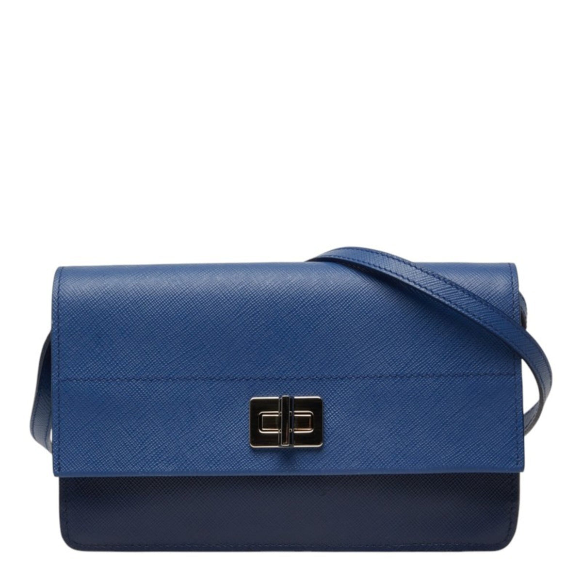Prada Blue Navy Leather Shoulder Bag (Pre-Owned)