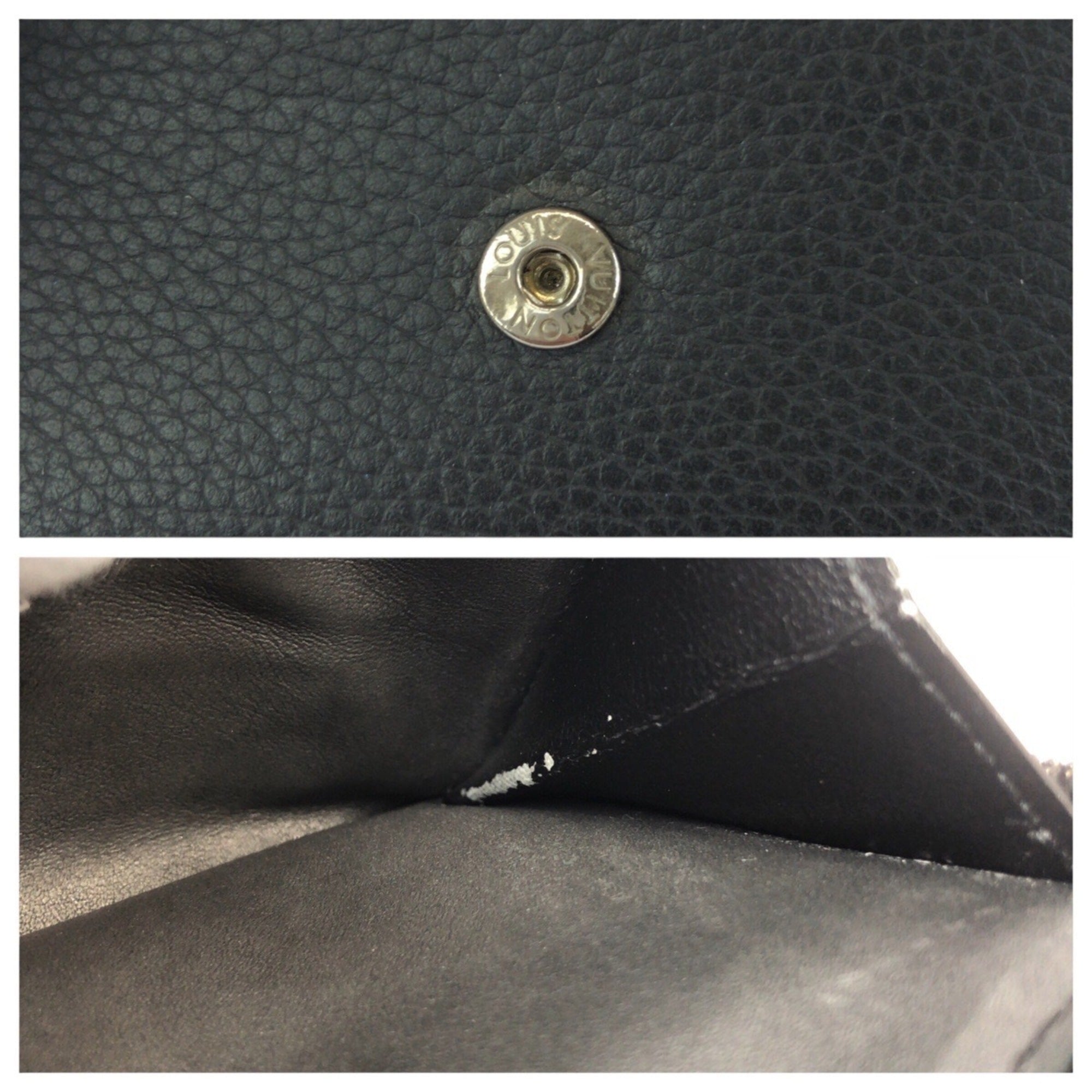 Louis Vuitton Black Leather Wallet (Tri-Fold) (Pre-Owned)