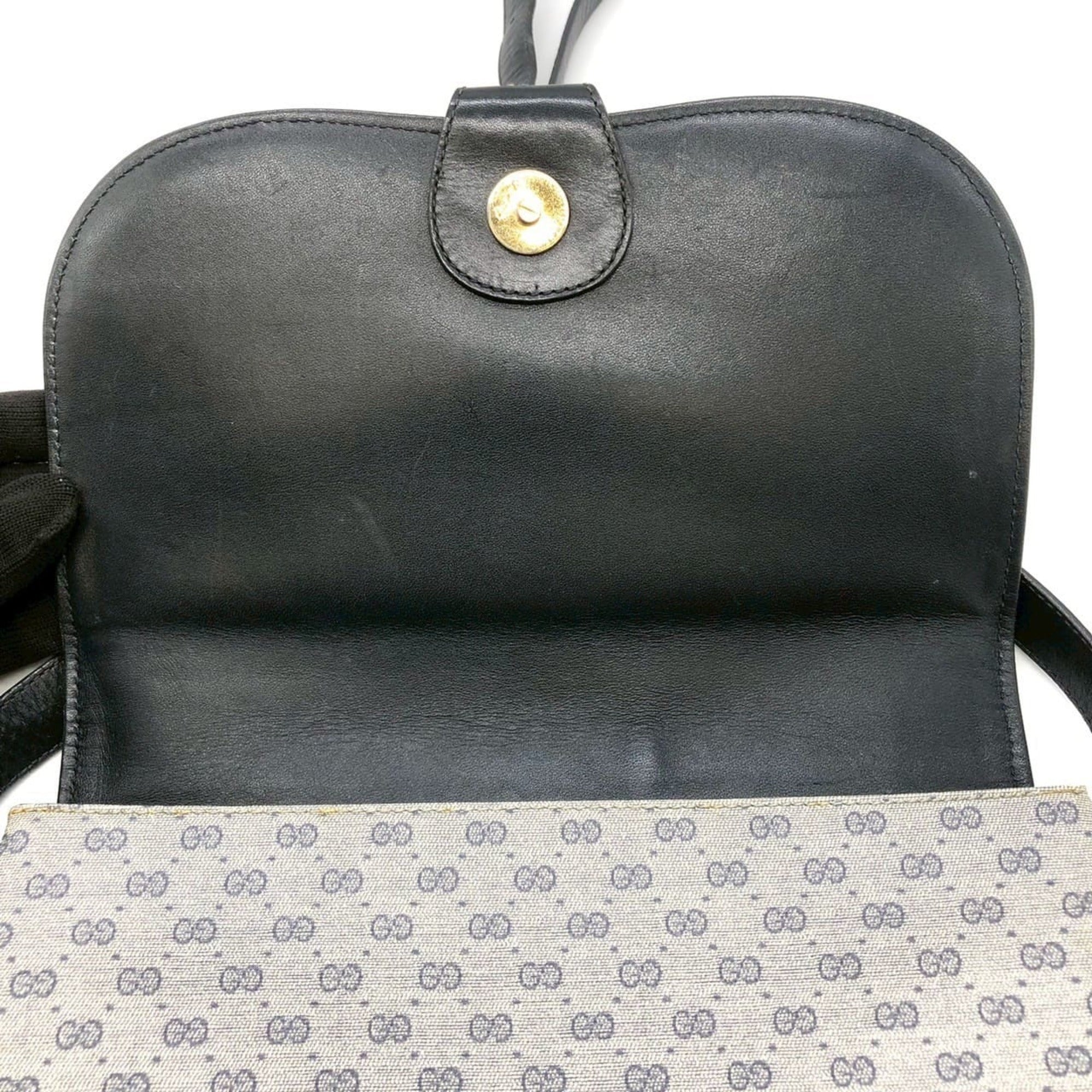 Gucci Navy Micro Gg Leather Leather Shoulder Bag (Pre-Owned)