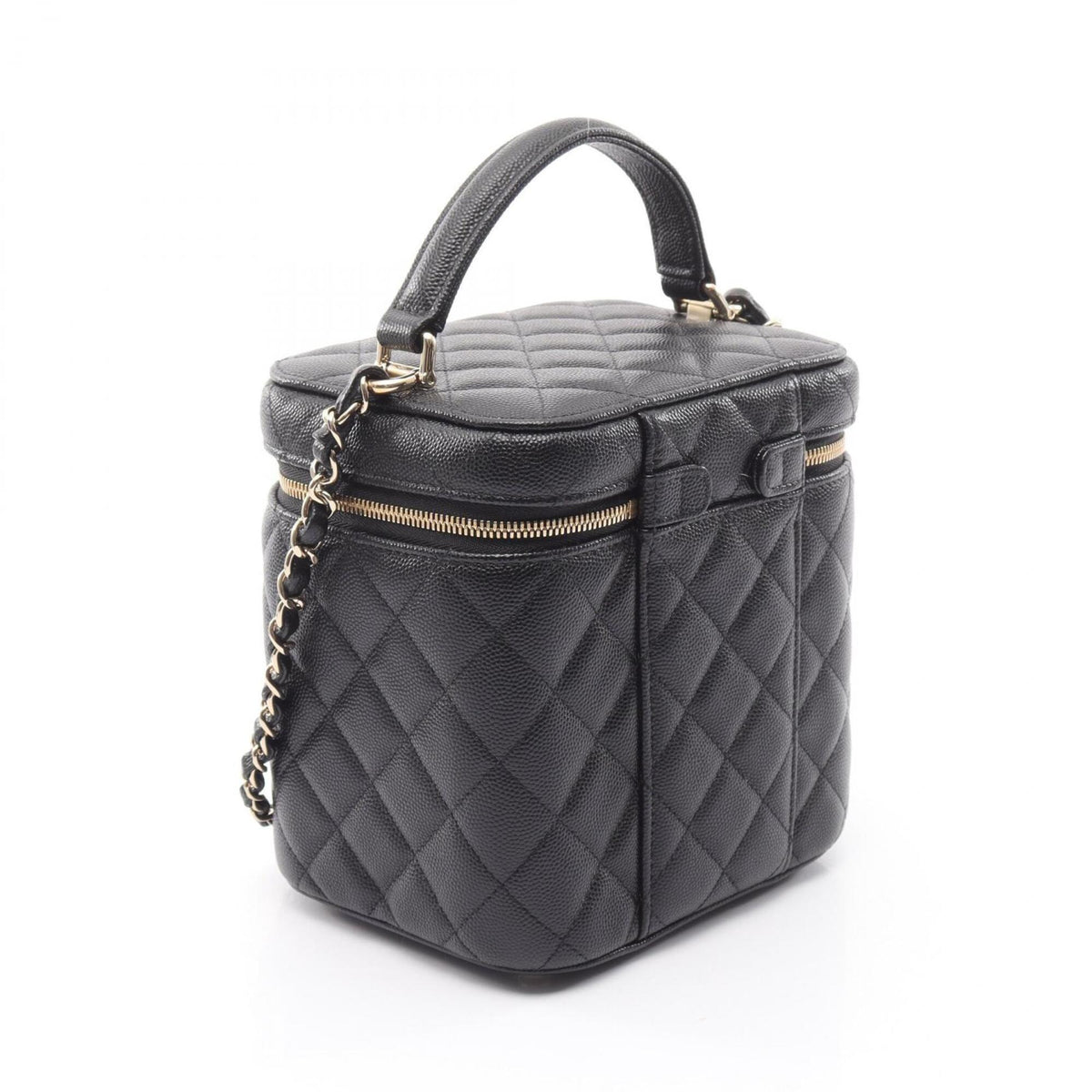 Chanel Matelasse Black Grained Calfskin Shoulder Bag (Pre-Owned)