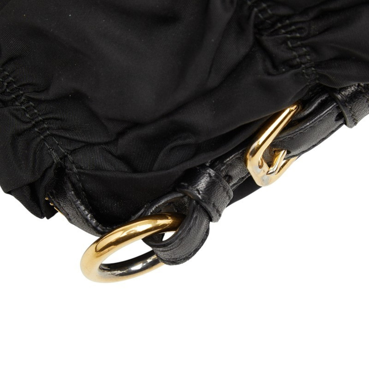 Prada Black Nylon Leather Shoulder Bag Tote Bag (Pre-Owned)