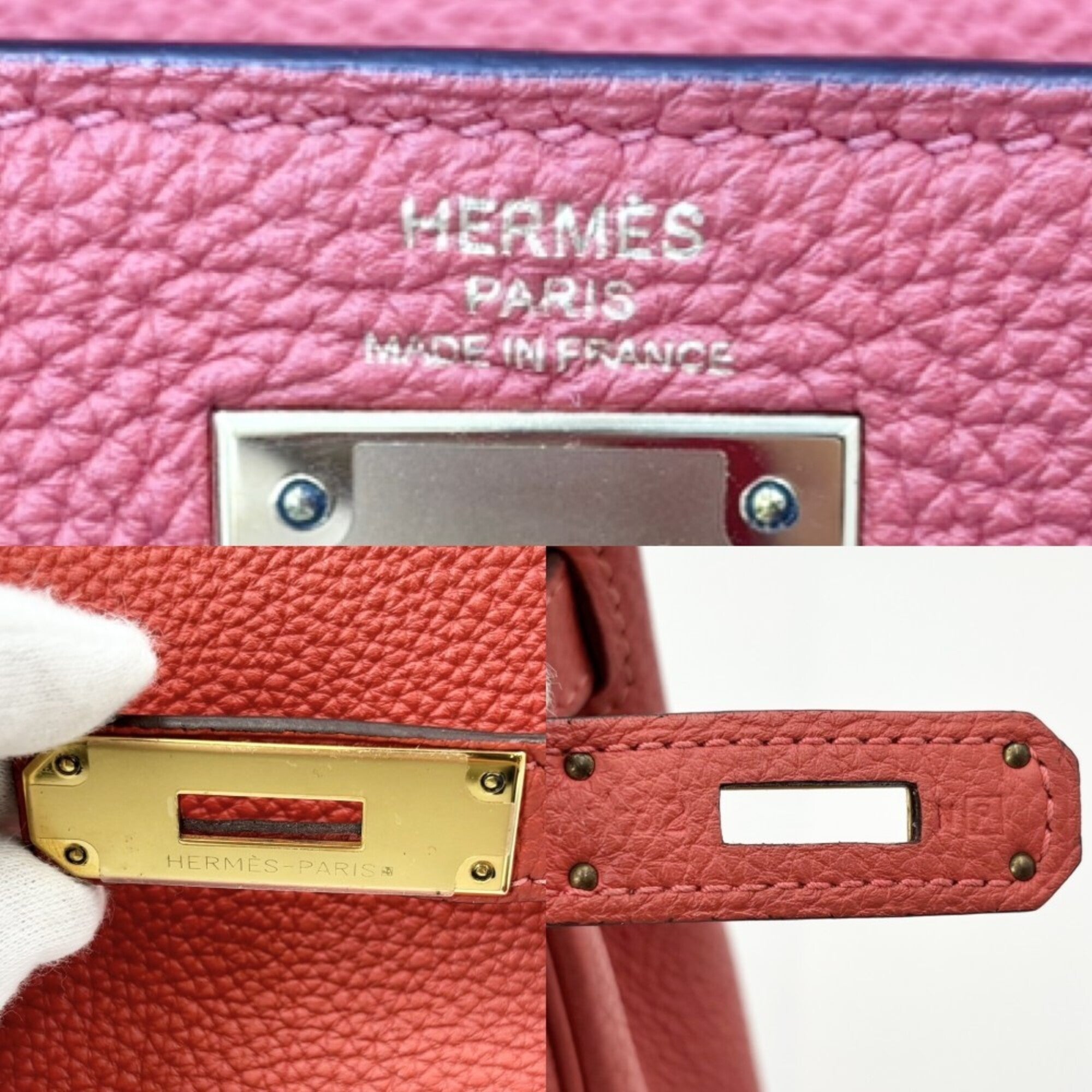 Hermes Orange Red Taurillon Clemence Leather Handbag Shoulder Bag (Pre-Owned)
