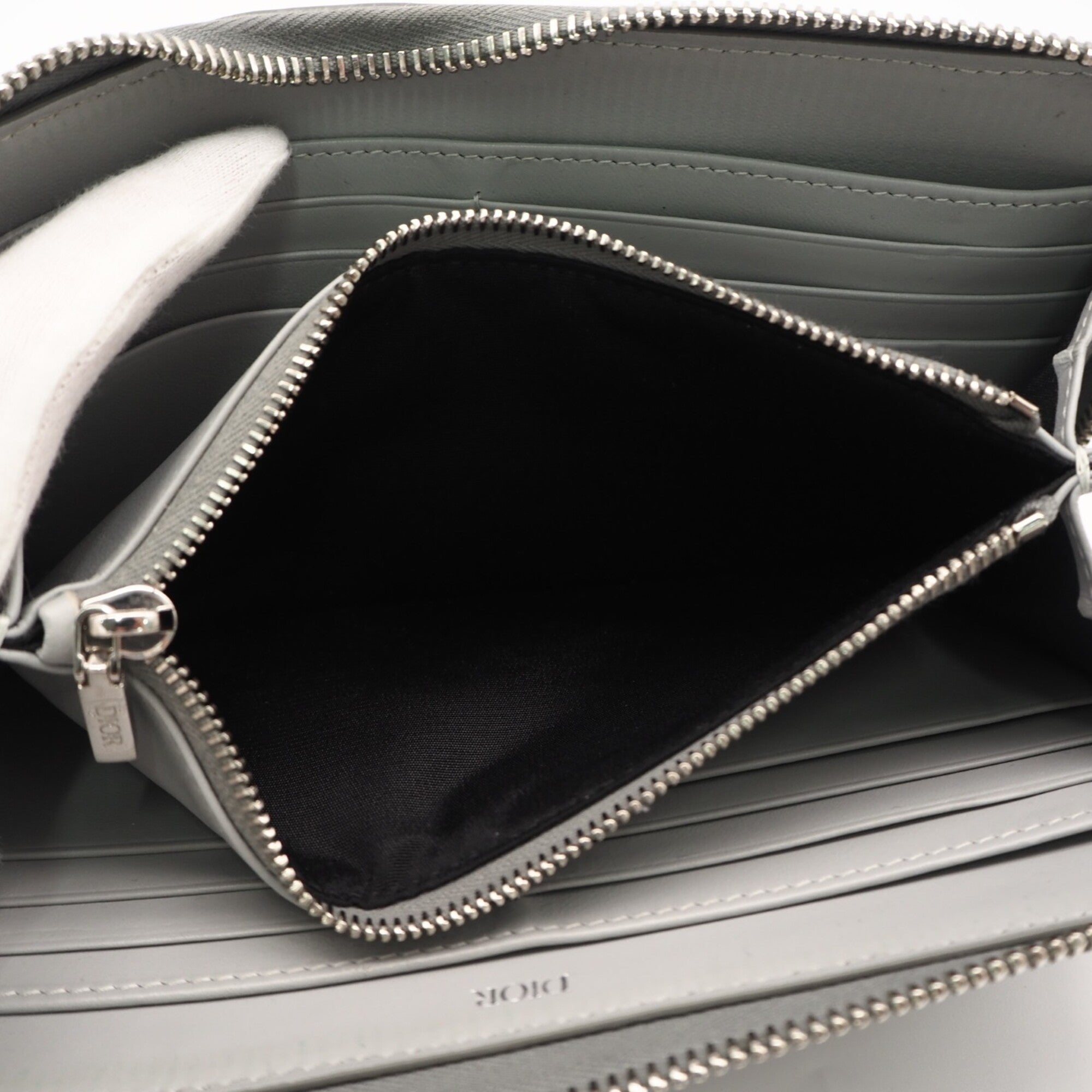 Christian Dior Gray Coated Canvas Leather Long Wallet (Bi-Fold) (Pre-Owned)
