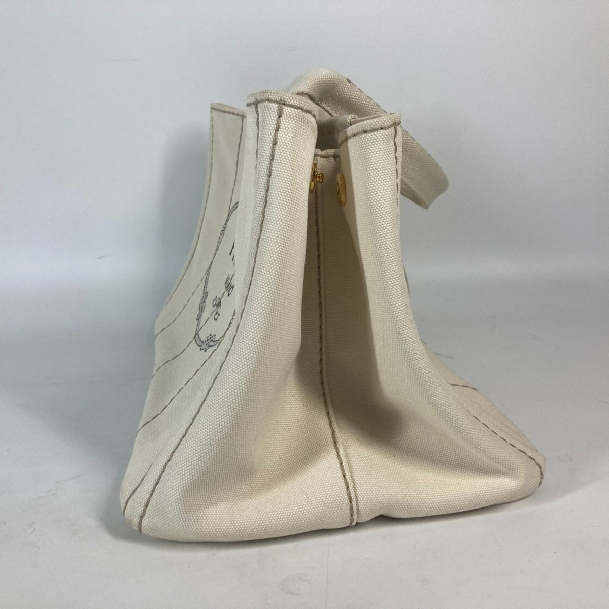Prada Ivory Canvas Handbag Tote Bag (Pre-Owned)