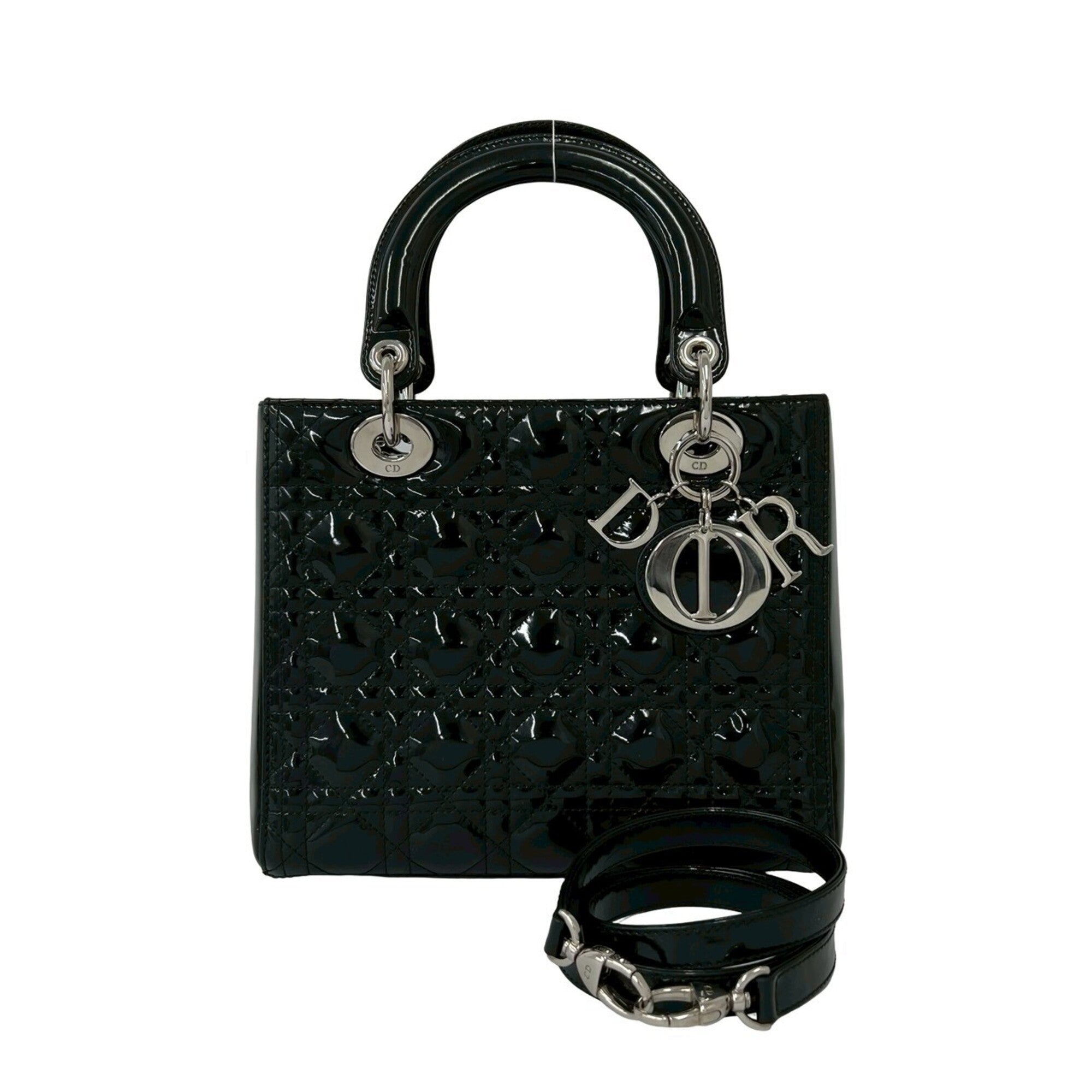 Christian Dior Black Patent Leather Handbag Shoulder Bag (Pre-Owned)