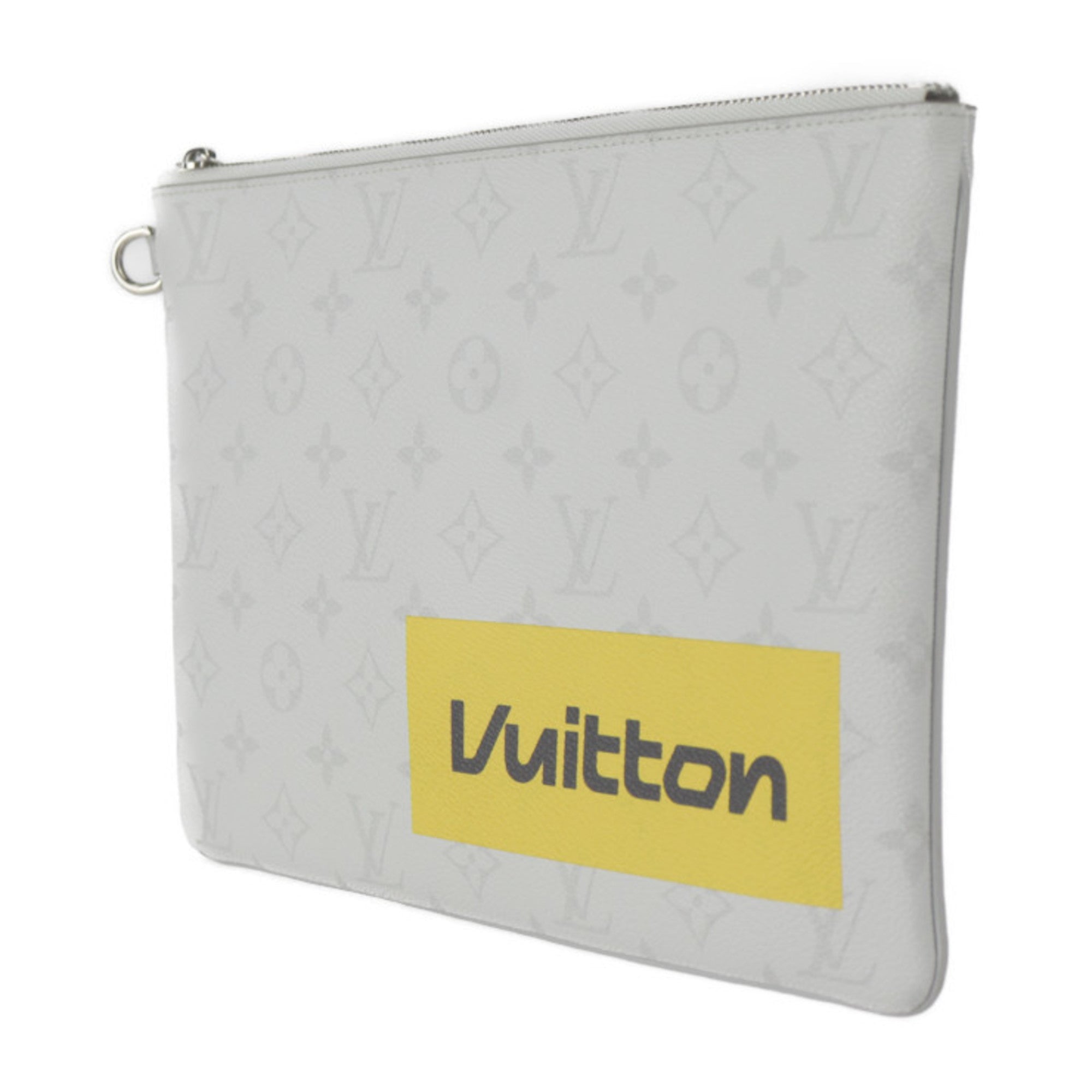 Louis Vuitton Light Gray Monogram Eclipse Clutch Bag Handbag (Pre-Owned)
