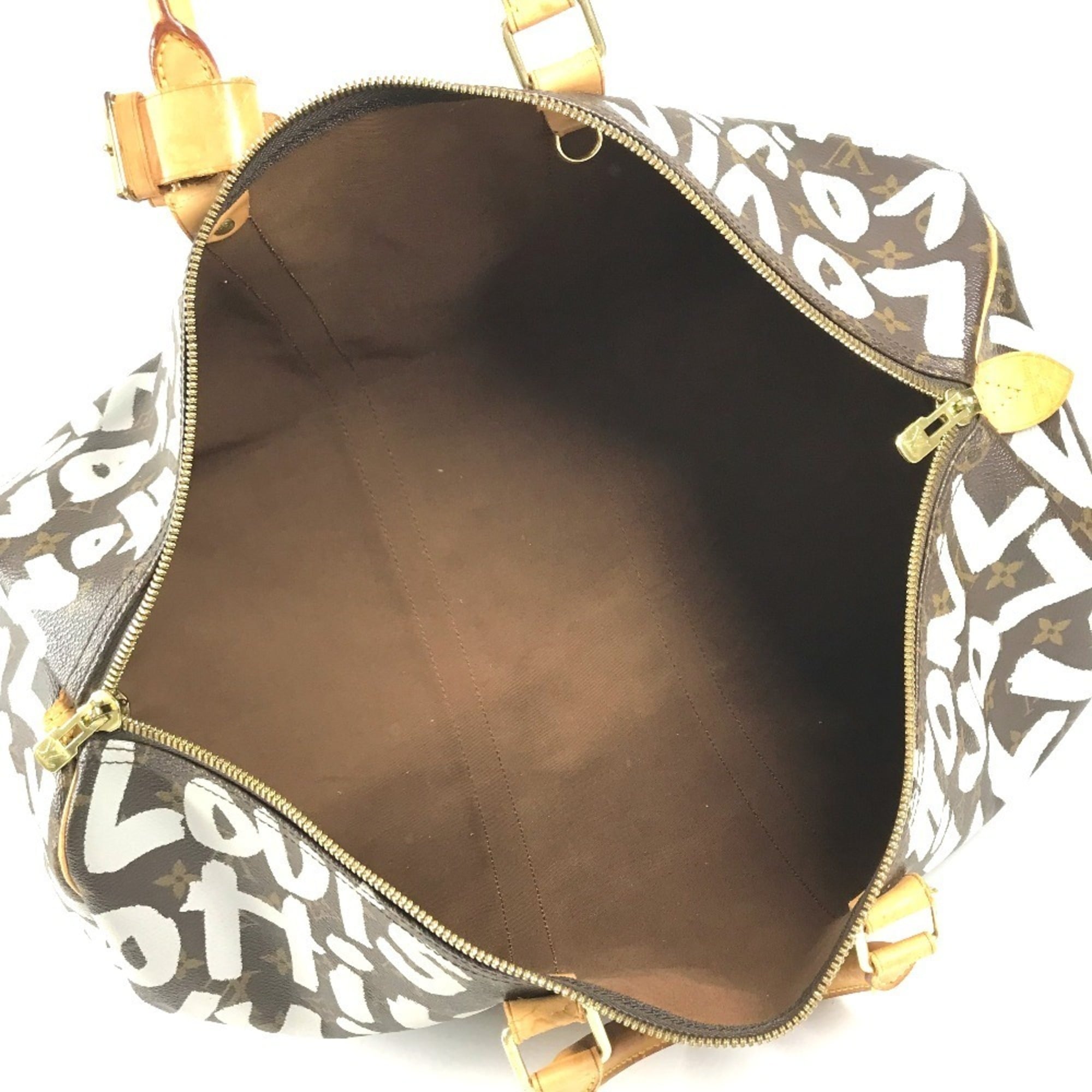 Louis Vuitton Brown White Monogram Canvas Boston Bag (Pre-Owned)