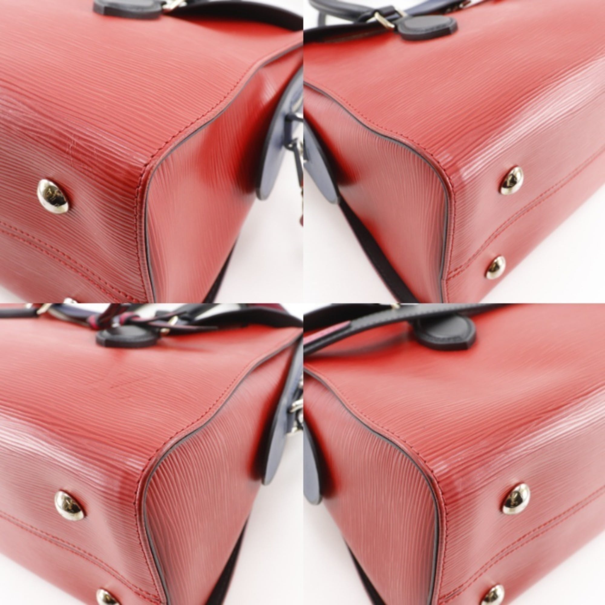 Louis Vuitton Navy Red Color Epi Leather Handbag Tote Bag (Pre-Owned)