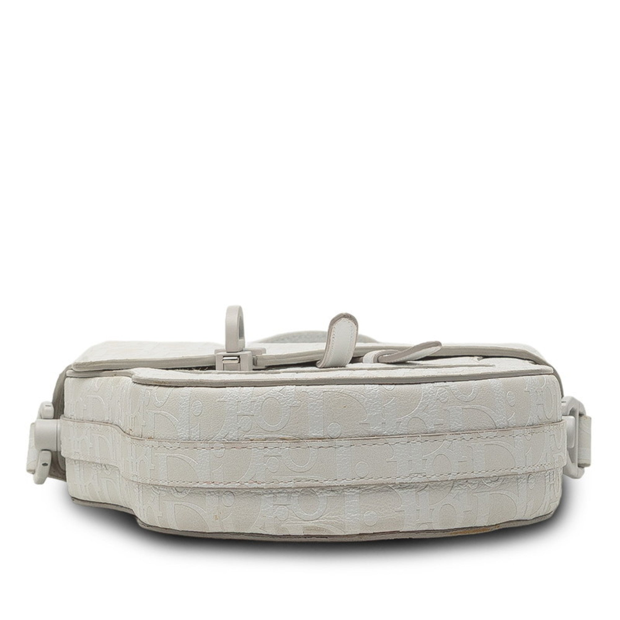 Christian Dior White Leather Saddle Bag Shoulder Bag (Pre-Owned)
