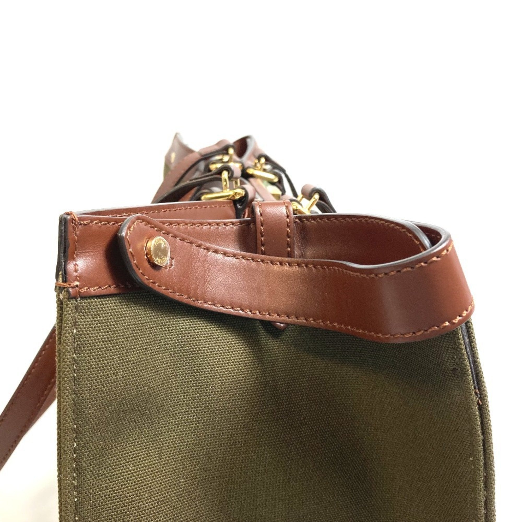Fendi Green Cotton Shoulder Bag Tote Bag (Pre-Owned)